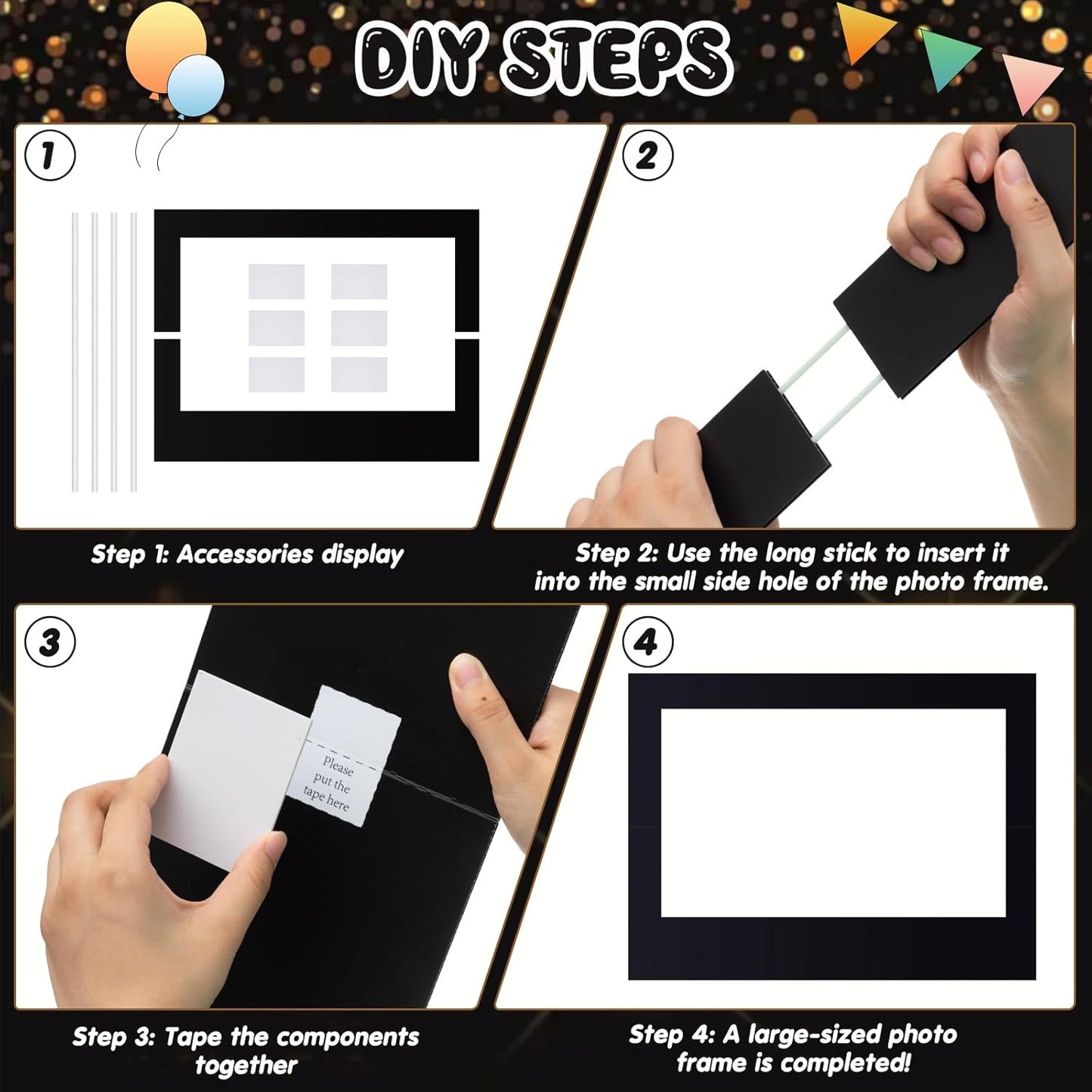 32 x 24 Inch Photo Booth Selfie Frame Prop Booth for Birthday Event Parties Large Blank DIY Cutout Props for Funny Decoration Christmas, Holiday Supplies