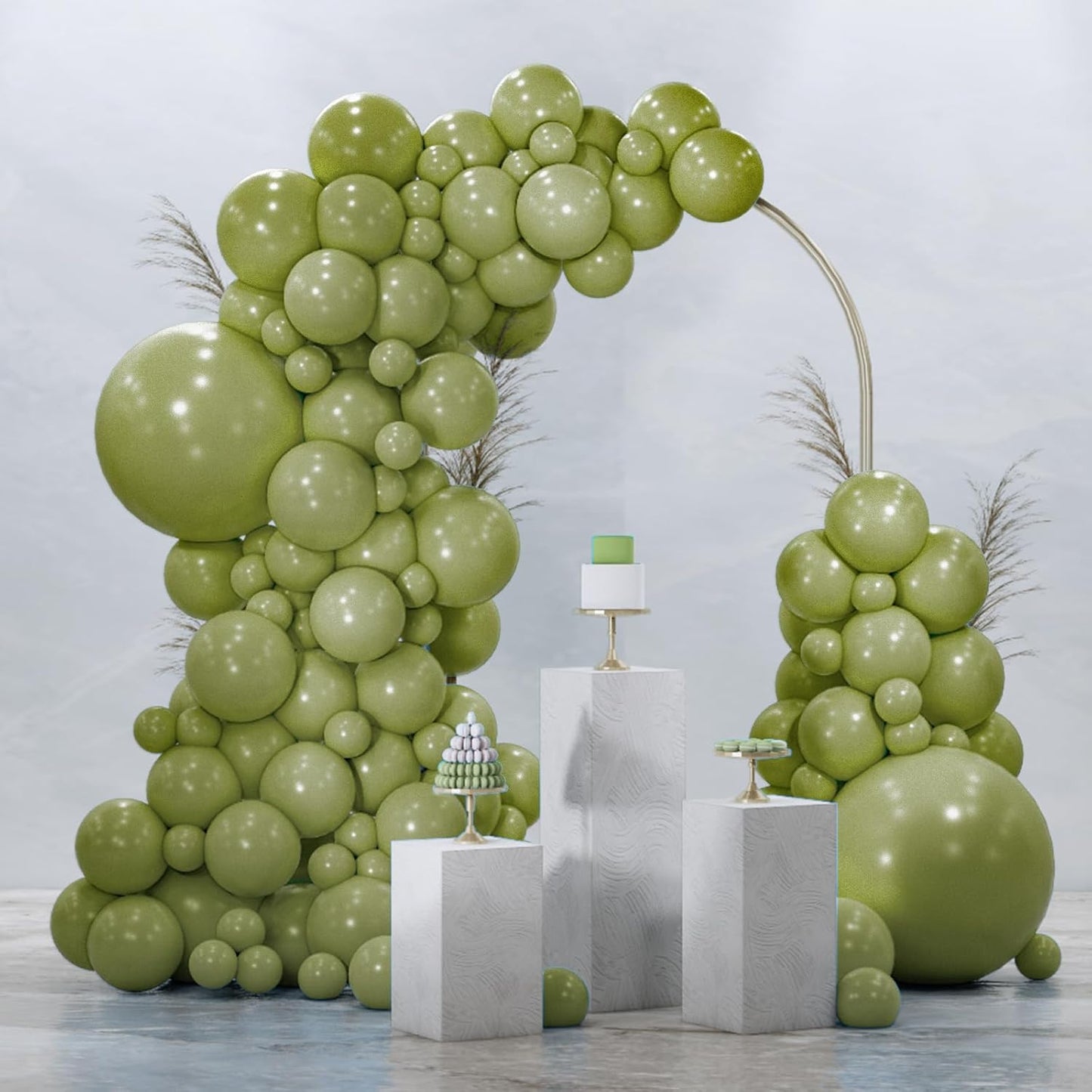 PartyWoo Sage Green Balloons 92 pcs Different Sizes of 18 12 10 5 Inch Matte Sage Olive Green Boho Neutral Eucalyptus Balloon Arch Kit Garland for Baby Shower Birthday Party Decorations Green-F11