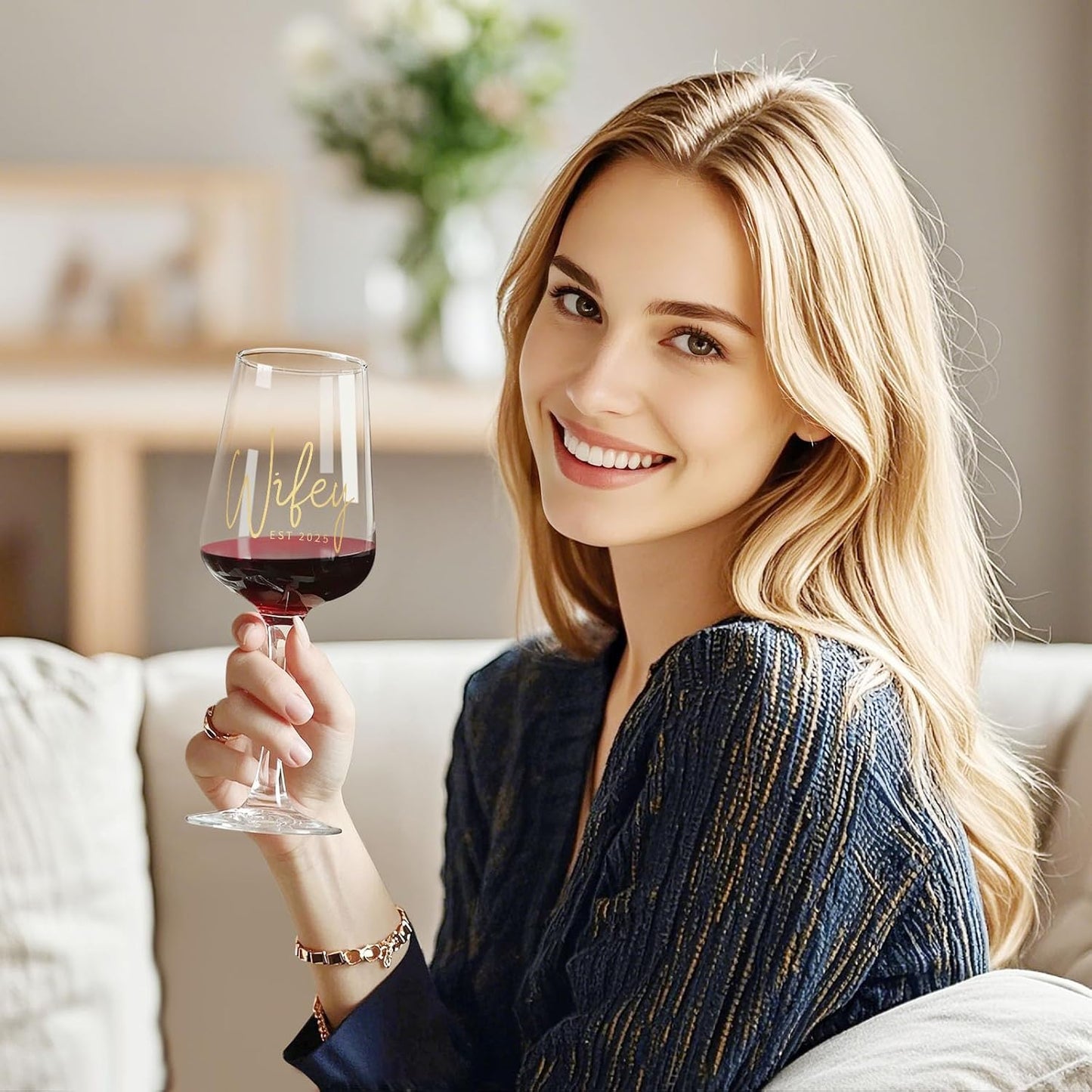 Bridal Shower Gifts, Bride to be Bachelorette Gift for Bride, Wedding Gift Bridal Engagement Gifts for Couples - 15.5 Oz Wine Glass