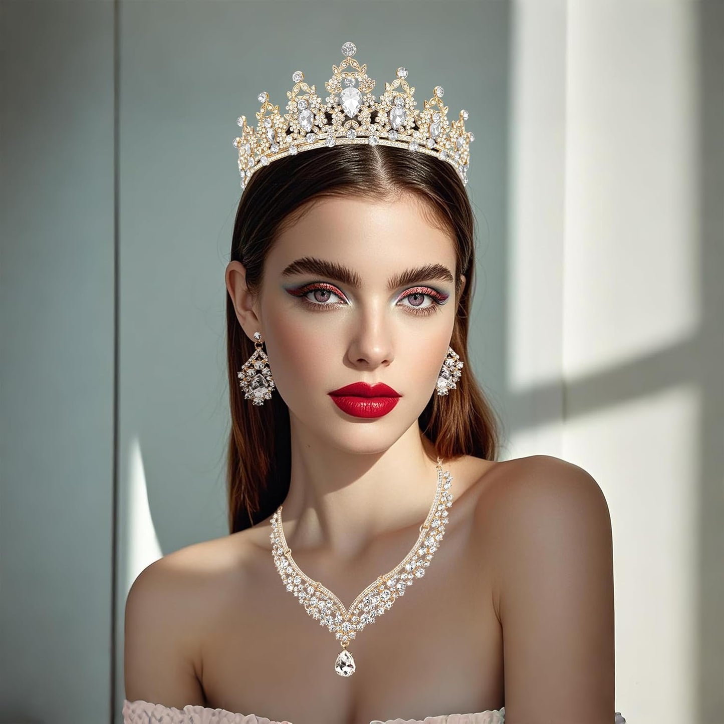Crowns and Tiaras jewelry sets for Wedding princess birthday party Halloween Prom Pageant Jewelry for Women Crystal Bridal Jewelry Set for women