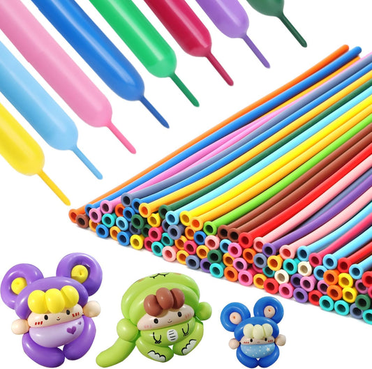 100PCS 260q Long Skinny Balloons Rainbow Twisting Animal Assorted Color Thickening Latex Modeling Magic Balloons for Balloon Garland DIY Birthday Weddings Christmas Party Decorations