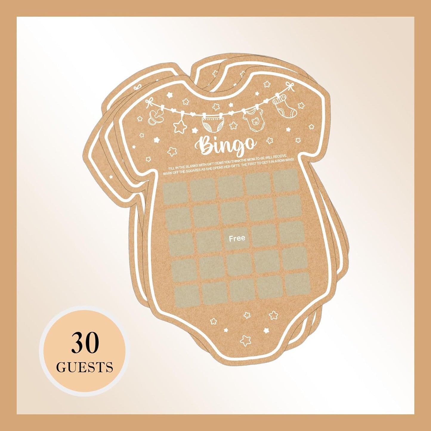 Baby Shower Games, Bingo Cards, Set of 30, Baby Shower Decorations, Ice Breaker Game, Ages 18+