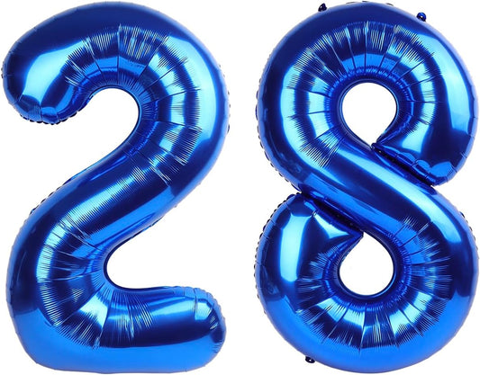 Navy Blue Number 28 Balloon 40 inch, 28 Number Balloons, 28th Navy Blue Birthday Decorations, 28 Year Old Women Men Blue Party Supplies