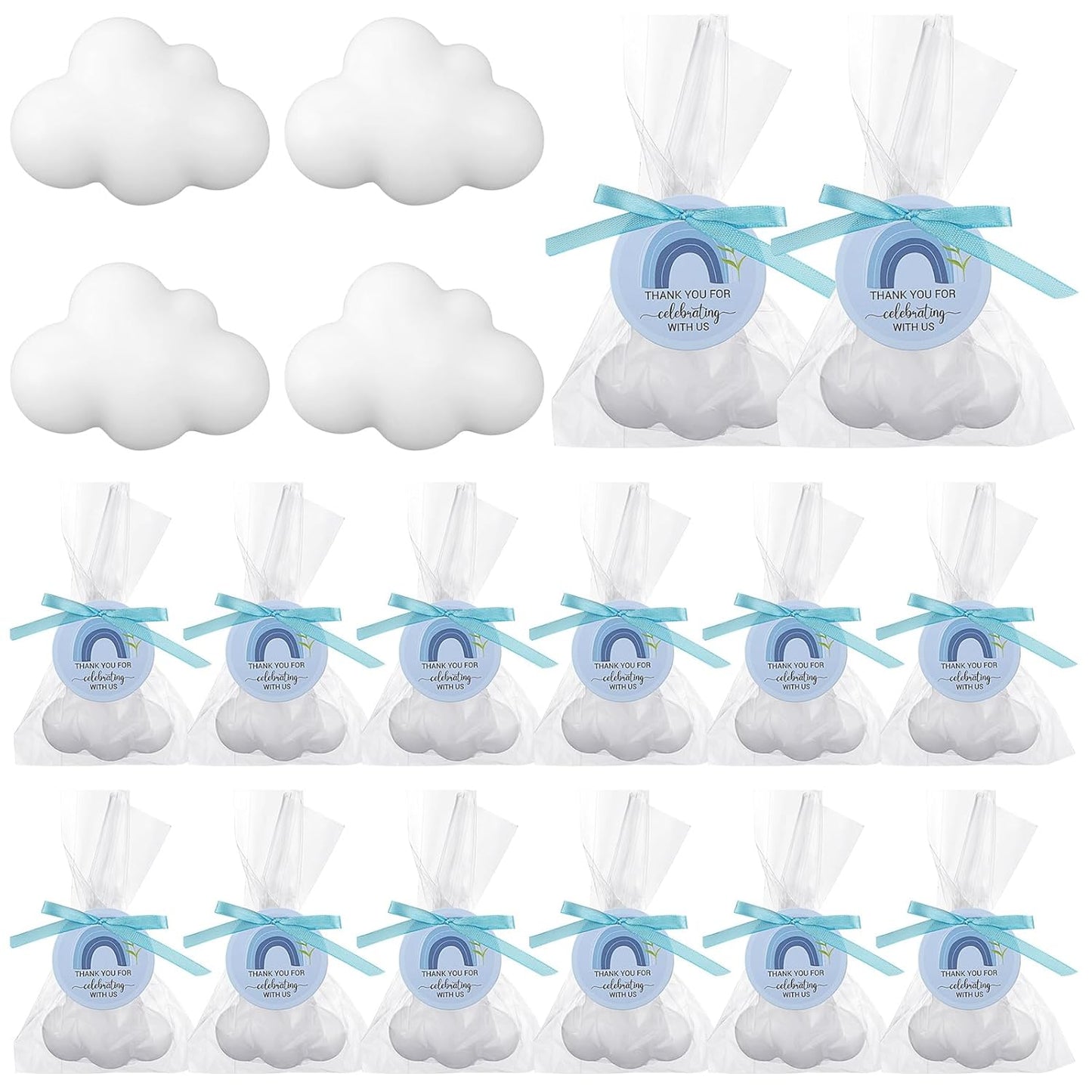 Demissle 20 Pcs Cloud Baby Shower Favors Soap Mini Handmade Scented Soap Party Favors for Guests Gifts with Thank You Card Christmas Wedding Party Bridal Shower Return Gifts(White)