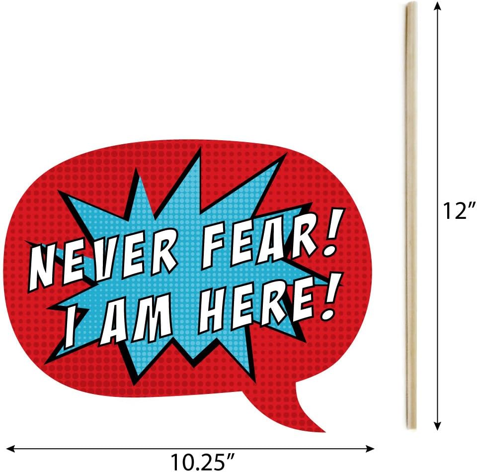 Big Dot of Happiness Funny Bam Superhero - Baby Shower or Birthday Party Photo Booth Props Kit - 10 Piece