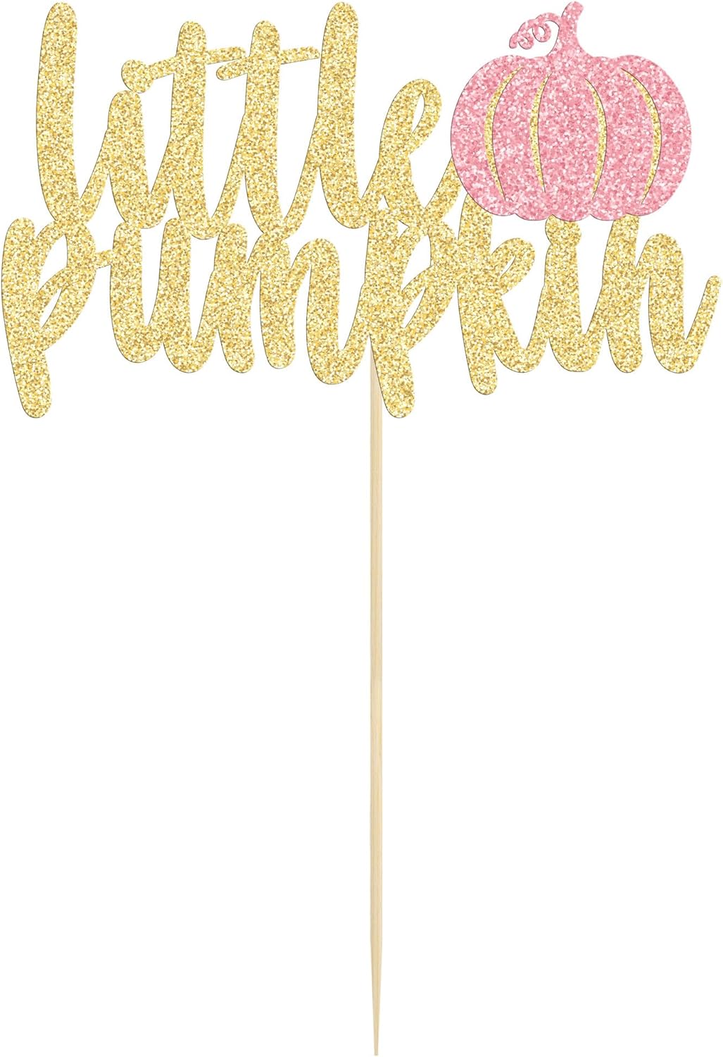 Gyufise Little Pumpkin Cake Topper - Pink Glitter Fall Girl Baby Shower Cake Decoration for Birthday, Halloween, Thanksgiving Party Supplies (1Pcs)