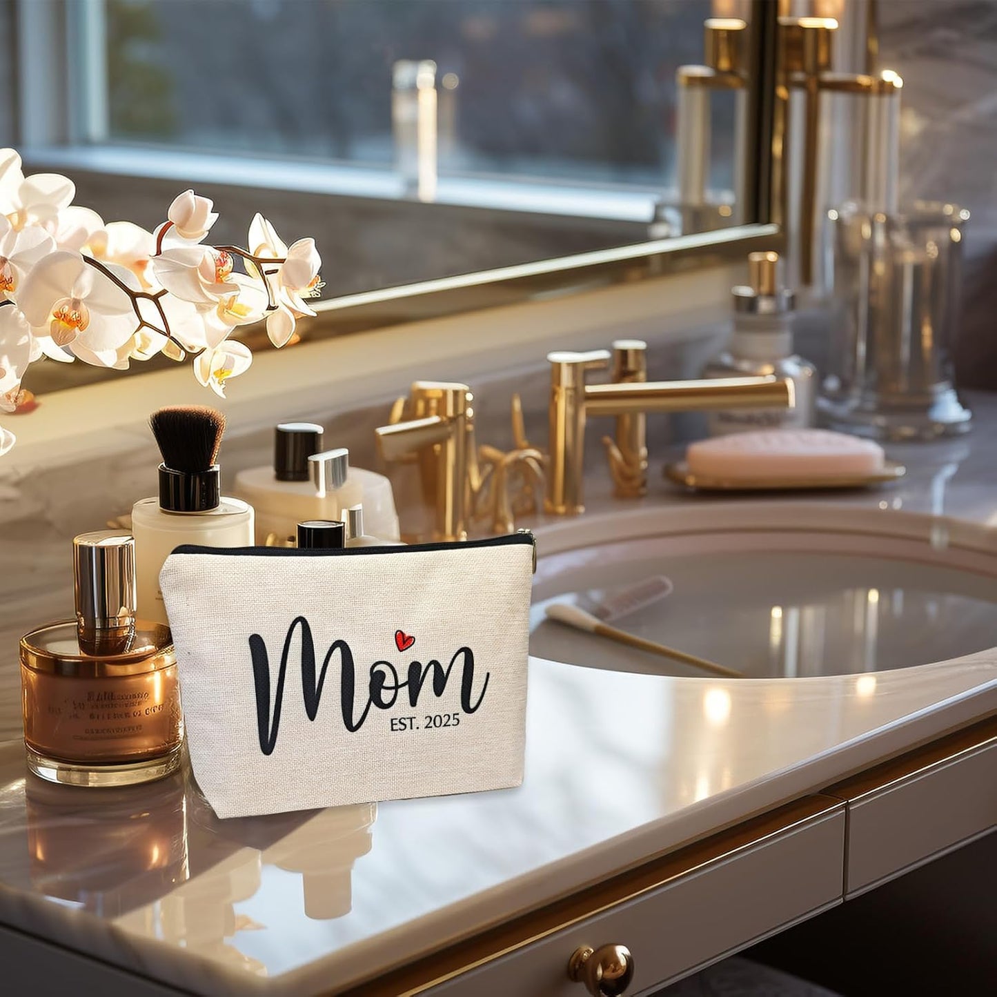 DJOLY Mothers Day Birthday Gifts for Mom Women, Best New Mom Gifts for Birthday from Daughters Mama Bag, Mom To Be Gift, Pregnancy Gifts for Expecting Mom Essentials Mommy Makeup Bag, Cosmetic Pouch