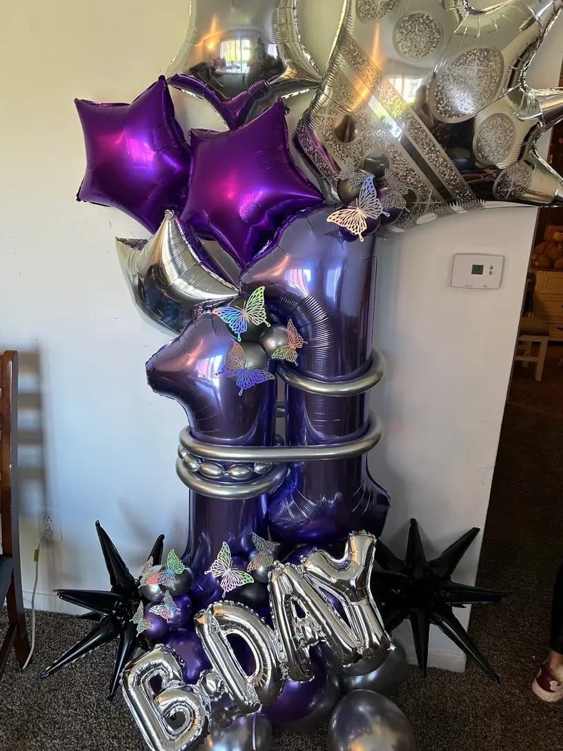 Purple Number 19 Balloon 40 inch, 19 Number Balloons, 19th Purple Birthday Decorations, 19 Year Old Girls Boys Party Supplies