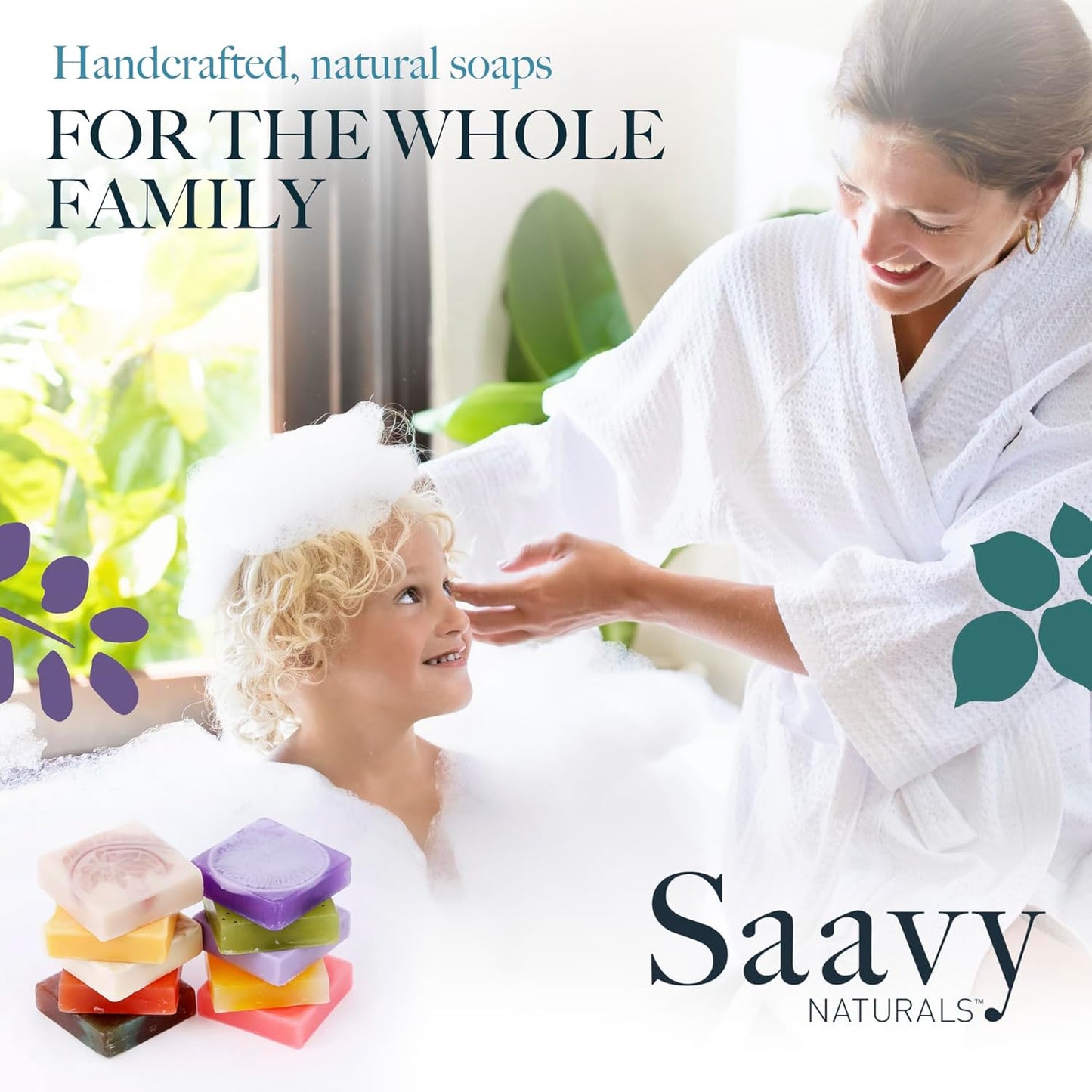 Saavy Naturals Bar Soap Plant-Based Ingredients - Made In USA Organic Bar Soap - Mini Soap Bars 10 Units Gift Set, Square Shaped Artisan Natural Soap Bar 1.2 Oz, 10 Pack.