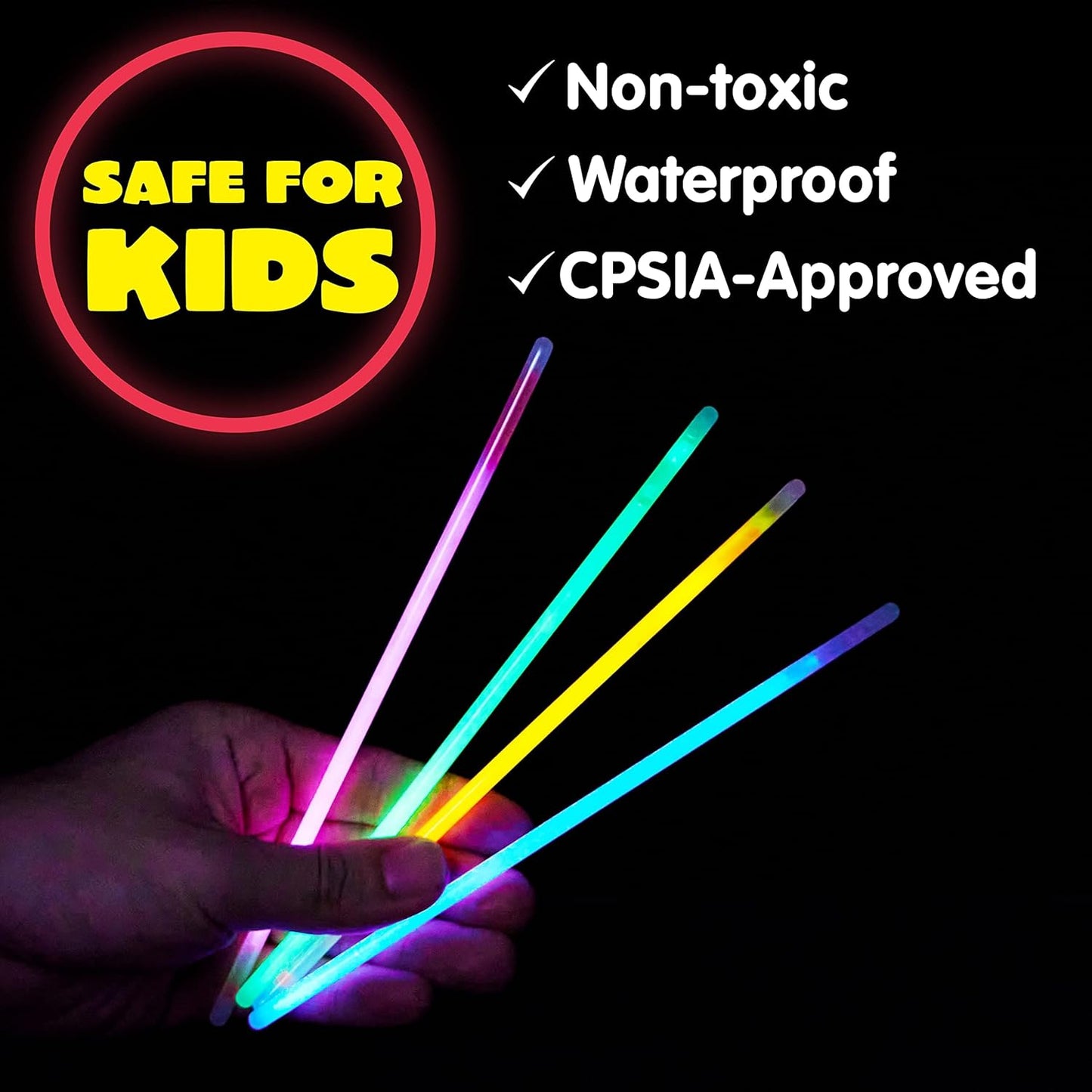 JOYIN 144 Pcs 8" Glow sticks Bulk Party Favors Pack, Neon Glow in the Dark Party Supplies, Light Up Necklaces and Bracelets with Connectors, Christmas, Halloween, Football, Birthday Decorations