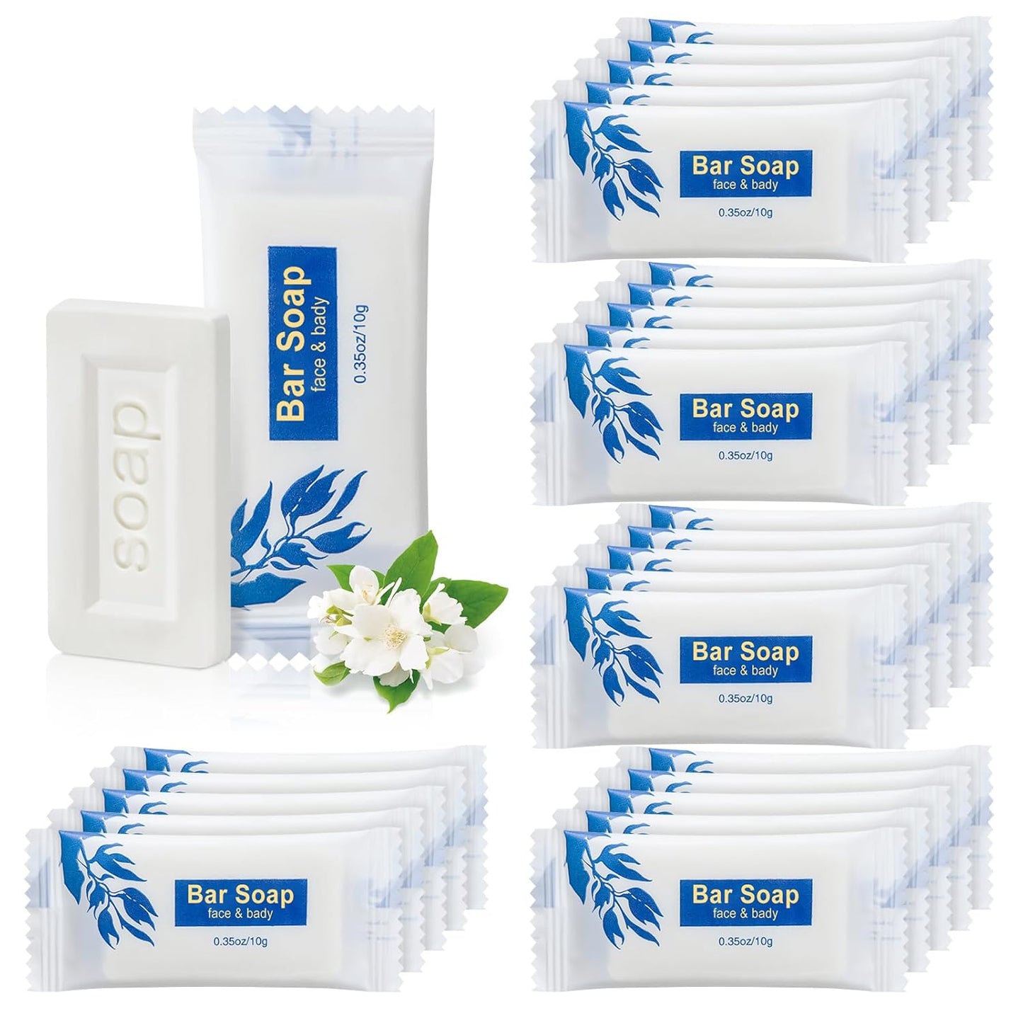 Mini Soap Bars Bulk Individually Wrapped Bulk Bar Soap 0.35 oz Travel Soap Small Hotel Soaps Toiletries for Hotel Bathroom Camp RV (50)