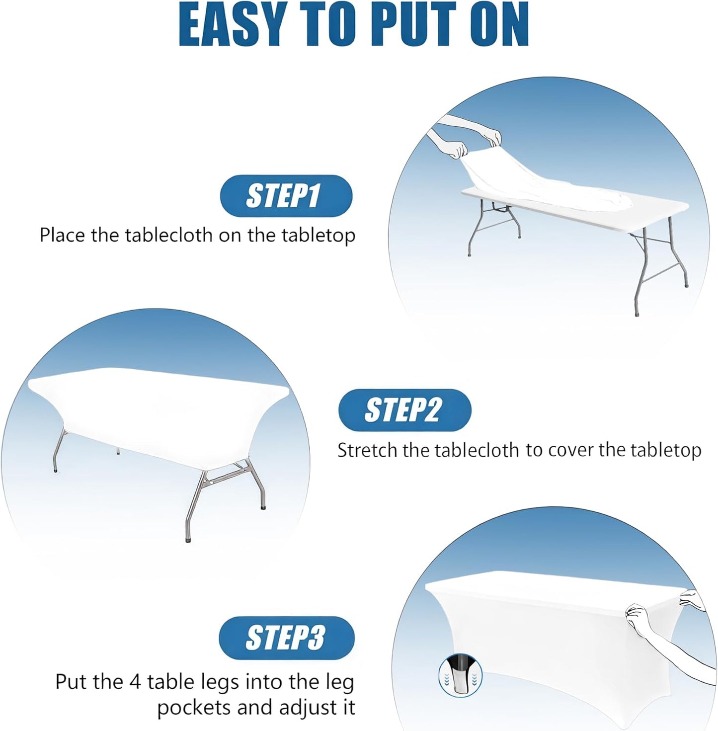 6FT White Table Cloth - 2 Pack Fitted Stretch Rectangle Spandex Tablecloth, Washable Table Cover for Party, Picnic, Wedding, Banquet, Birthday and Festival(30" x 72")