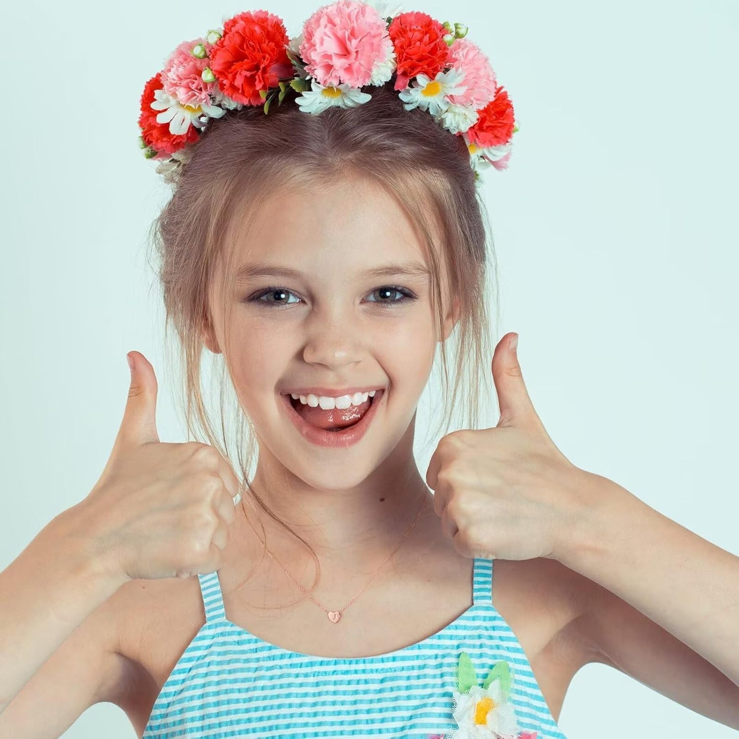 Turandoss Tiny Heart Initial Necklaces for Girls - 14K Rose Gold Filled Heart Pendant Handmade Dainty Heart Letter Initial Necklaces for Teen Girls Jewelry Gifts