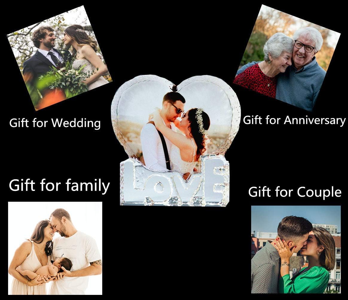 FANF&YKPY Personalized Crystal Custom Color Pictures - Heart-shaped Crystal Photo Frame, Birthdays, Wedding Anniversaries gift for her, Wedding Gifts, for Girlfriends, Husbands,Wife,Friends