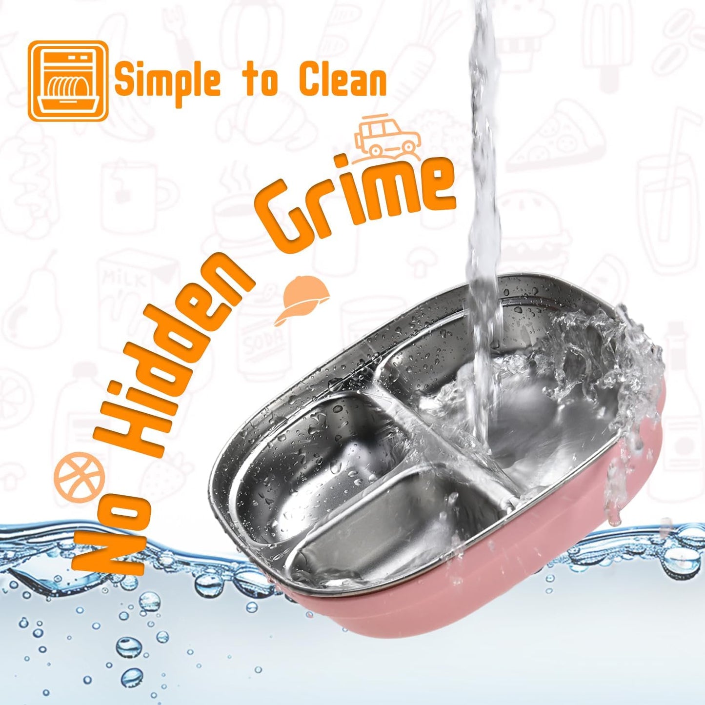 2 Pack Stainless Steel Kids Plates with Suction | 7.68" Spill-Proof High-Rim | 2 Spoons & Removable Sleeves | Microwave/Dishwasher Safe | BPA-Free, Non-Slip, Unbreakable Toddler Plates (Pink)