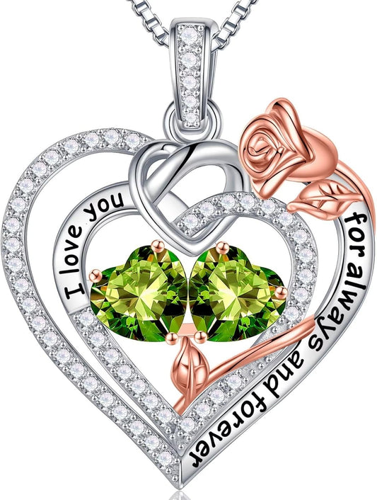 Iefil Christmas Gifts for Wife Women - 925 Sterling Silver Double Birthstone Necklace, Anniversary Birthday Gifts for Women, Jewelry Gift for Wife Girlfriend Mom Her