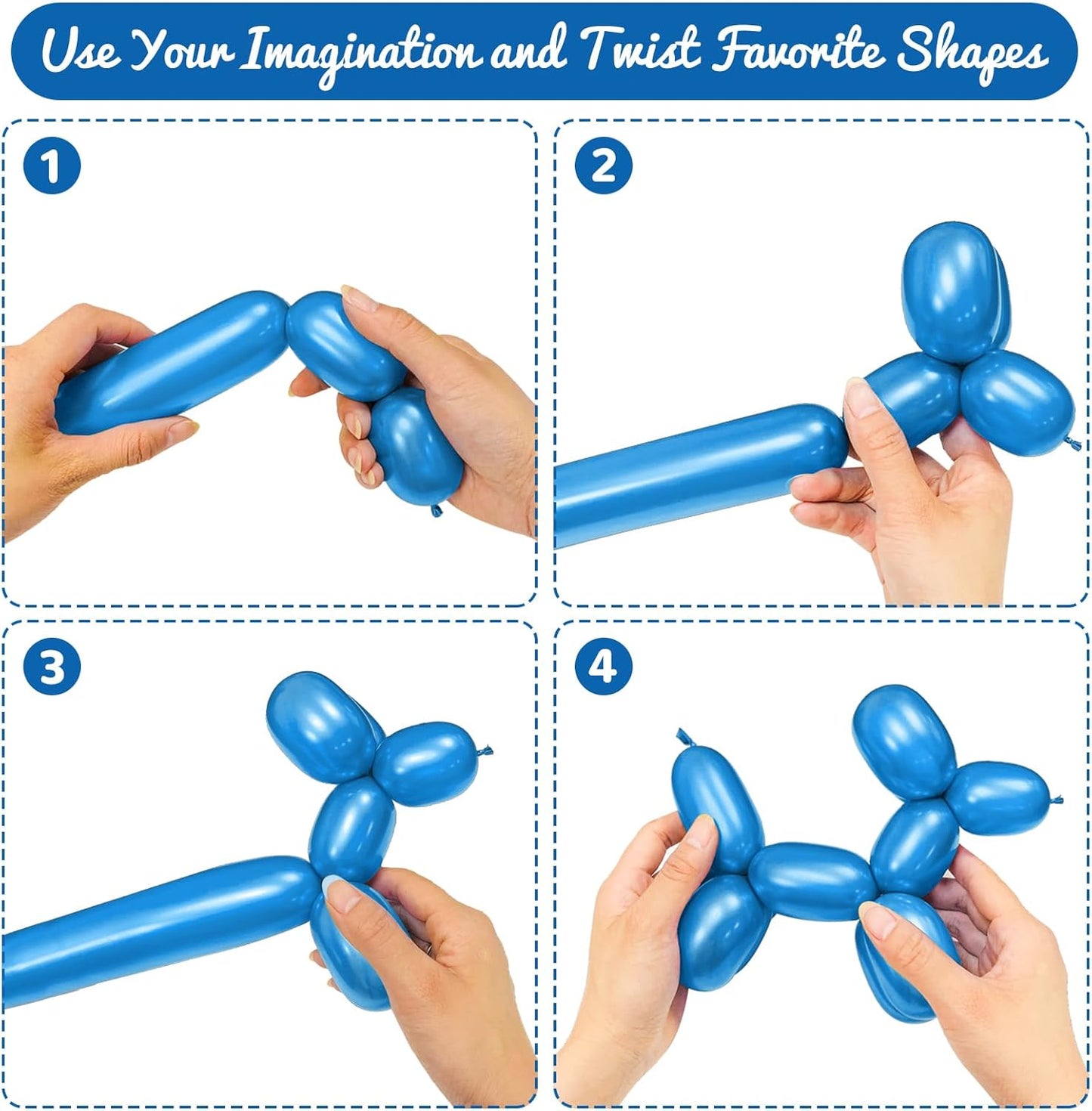 100Pcs Metallic 260 Balloons, Blue Chrome Long Balloon for Animals, 260 Art Ballon for Twisting, Skinny Modeling Supplies for Birthday Party Wedding Festival Decorations. Metallic Blue