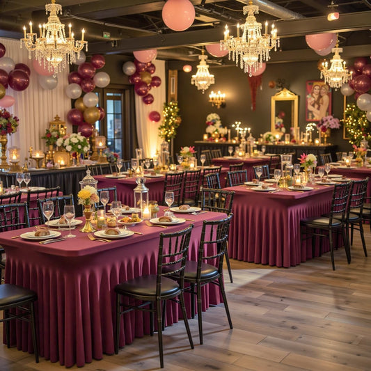 leegleri 6 Pack Burgundy Spandex Table Clothes for 6 Foot Rectangle Tables, Wrinkle Free Fitted Table Cloth 6ft Stretch Tablecloths for Parties Weddings Birthday Banquet Baby Shower