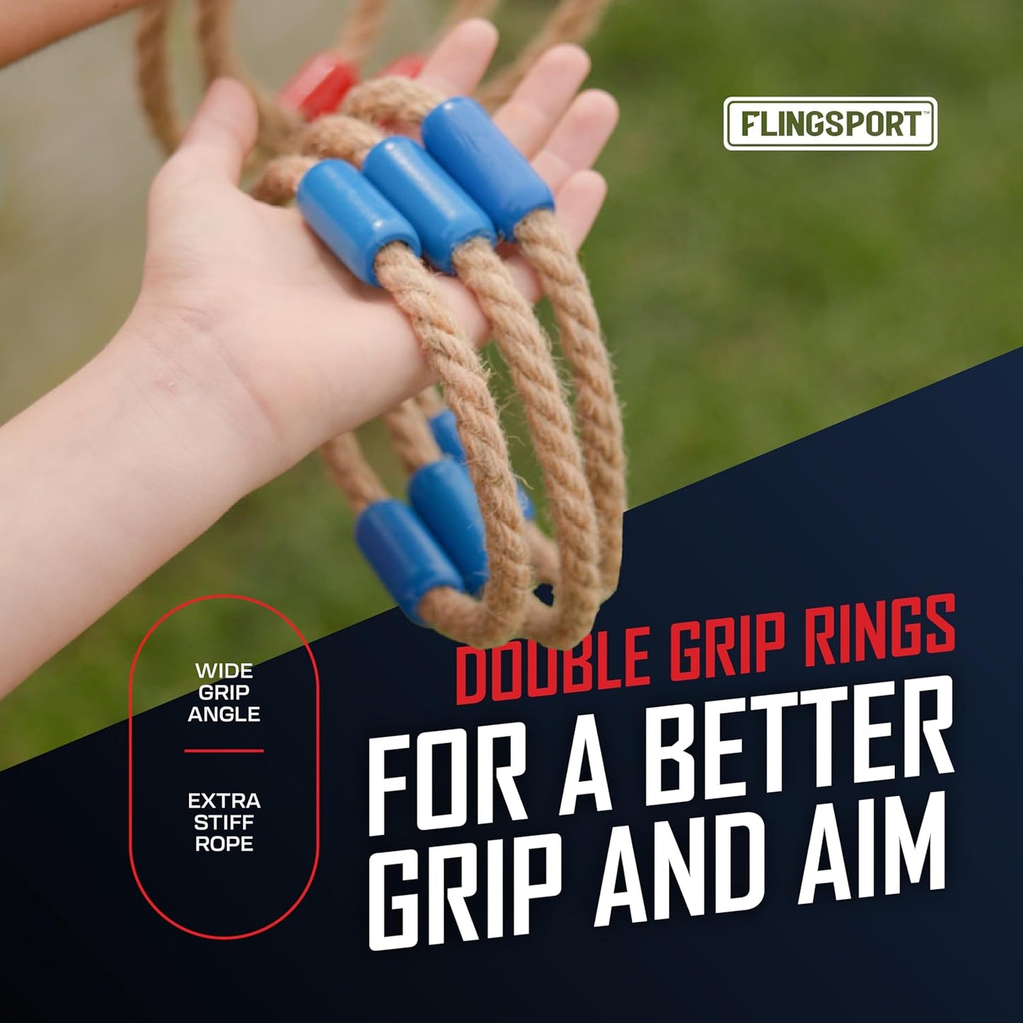 Ring Toss Game, Incl. 6 Double Beaded Rings, Carry Case, Outdoor Games for Kids Adults & Family, Backyard Party Activities, for Teens, Boys & Girls Ages 8-12+ Years Old