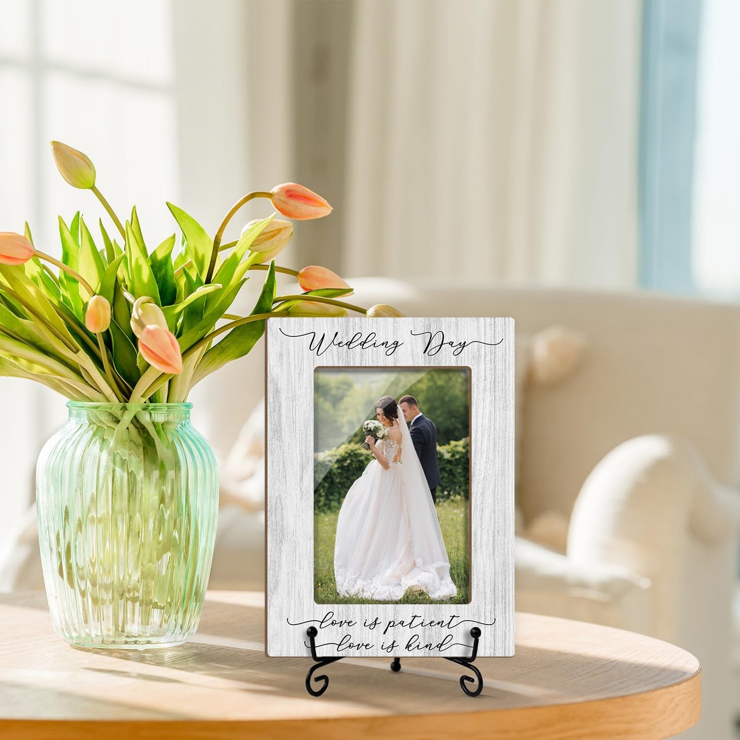 Wedding Picture Frame, Engagement Gifts Wedding Gifts For Newlyweds Bride Groom, 4x6 Wooden Picture Frame Tabletop Display Home Decor -25