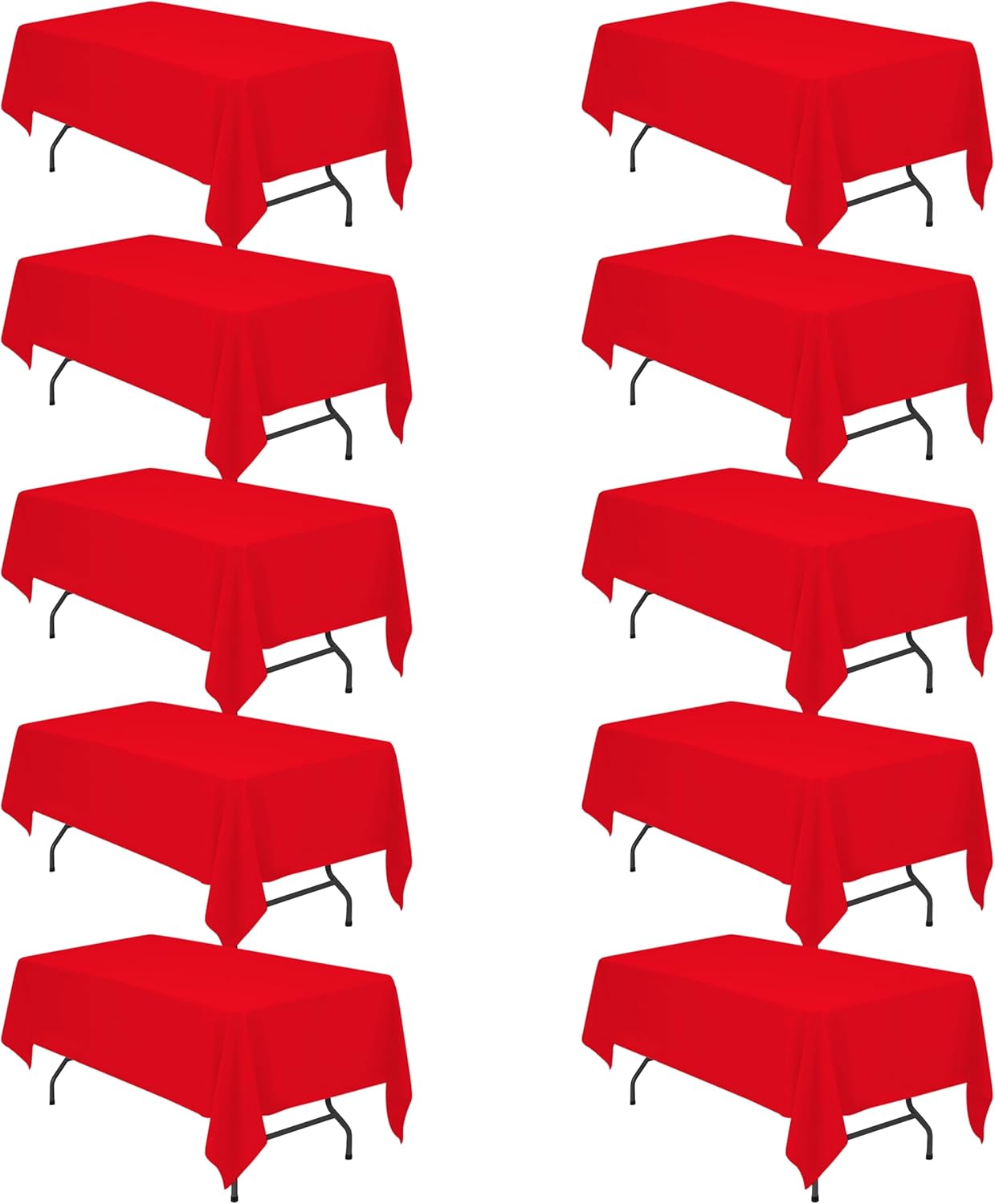 BRILLMAX 10 Pack Red Tablecloths for 6 Foot Rectangle Tables 60 x 102 Inch - 6ft Rectangular Bulk Linen Polyester Fabric Washable Cloth Cover for Wedding Reception Banquet Birthday Party