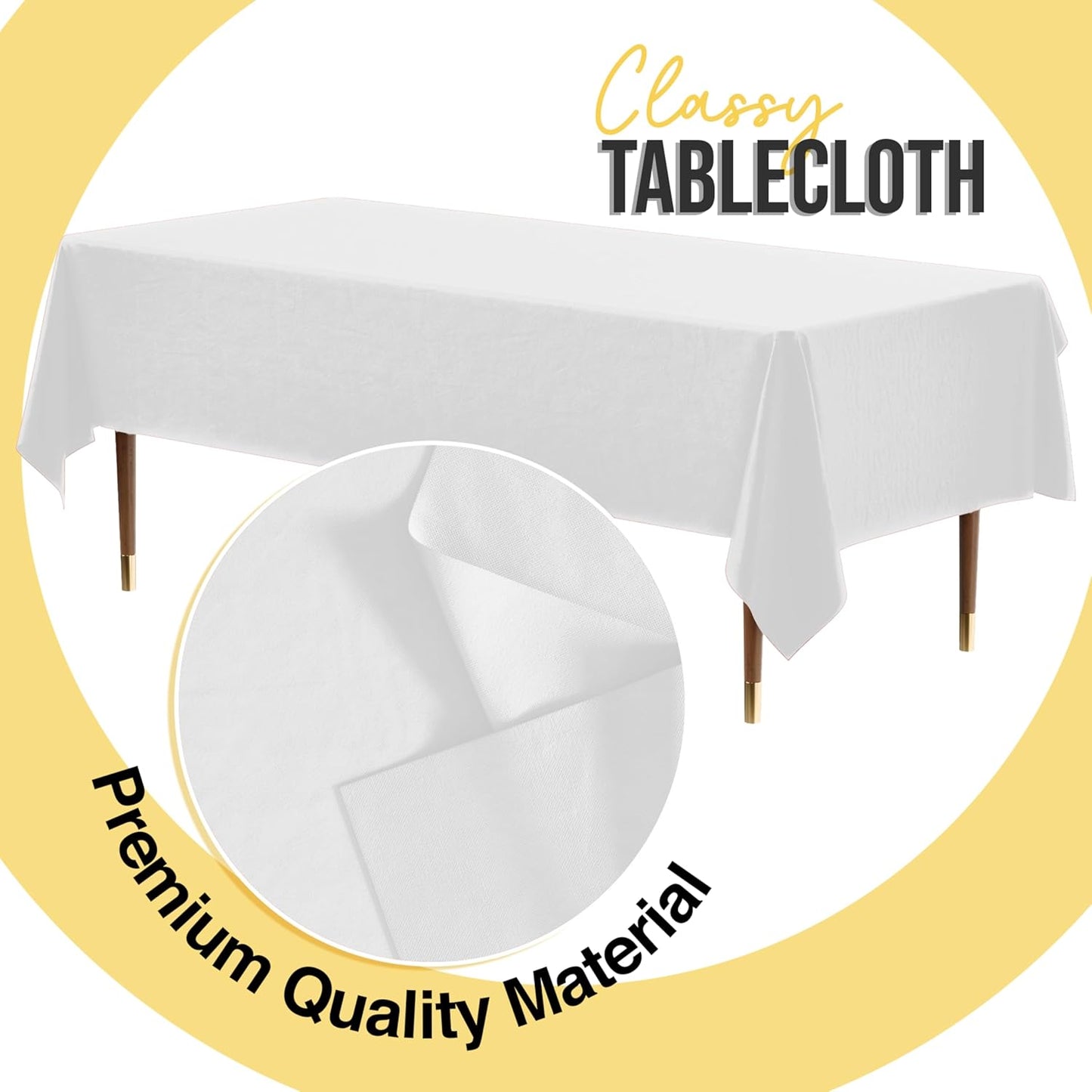 Party Solids 66% Thicker Premium Plastic Table Cloth Rectangle Table Cover 0.5 Mil 12 Pack White Table Cloth 54 Inch x 108 Inch Disposable Tablecloth Won't Tear Easily Like Cheap Thin Brands
