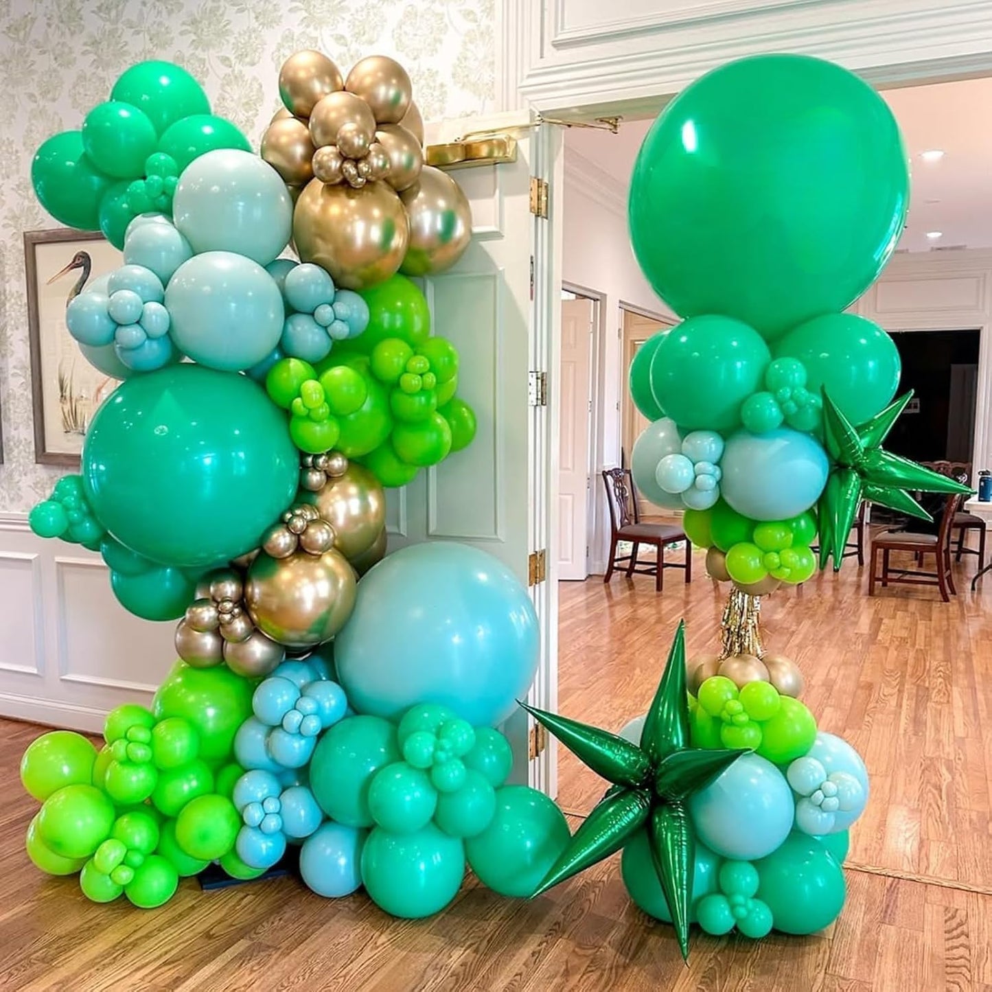 Green and Gold Balloons, 60 pcs 12 inch Different Shades Green and Metallic Gold Balloons, Helium Latex Balloon Set for Jungle Safari Birthday, Graduation, Wedding, St. Patrick’s Day Party Decoration