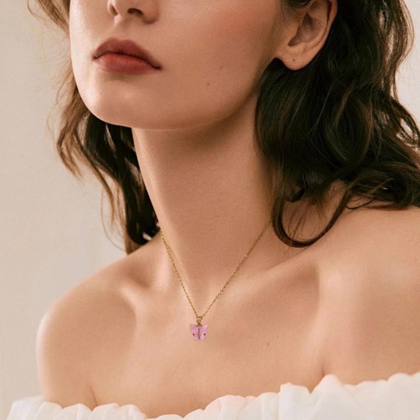 9Pcs Bohemian Butterfly Pendant Necklace Set,Dainty Adjustable Acrylic Colorful Insect Chain Necklace Minimalist Choker Necklace for Women Lover Jewelry