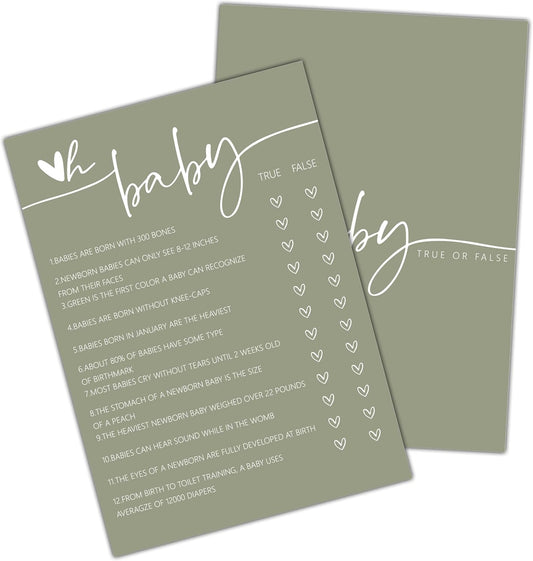 ONDTOM Oh Baby! True or False Cards for Baby Shower Games, Minimalism Gender Reveal Party Game, Pregnant Celebration Decoration Supplies (5"x7") - Game-B05