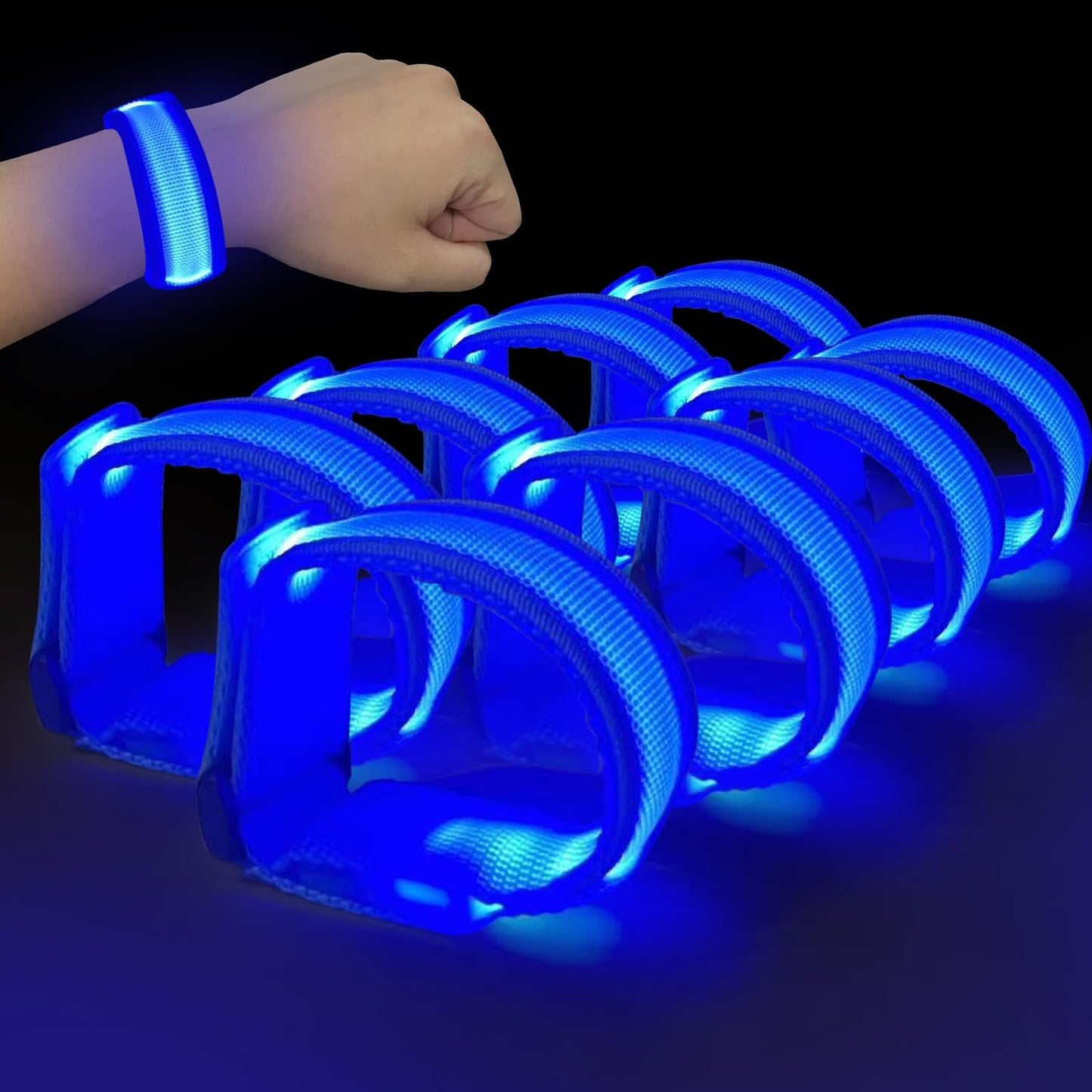 M.best 8pcs LED Light Up Bracelets Glow Flashing Wristbands Glow in The Dark Party Supplies for Wedding, Raves, Concert, Camping,Sporting Events, Party Blue