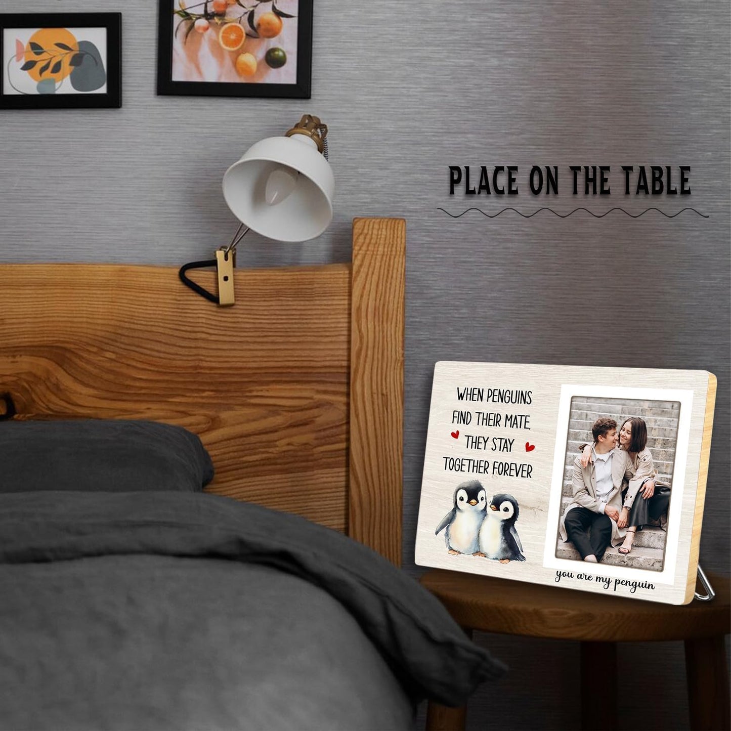 Penguin Gifts, Engagement Picture Frame, Wedding Gifts for Couple, Valentine's Gift for Him Her, Anniversary Couple Gifts, Penguin Love Gifts Photo Frame, fits 4x6 Photo, when Penguins Find Their Mate They Stay Together Forever