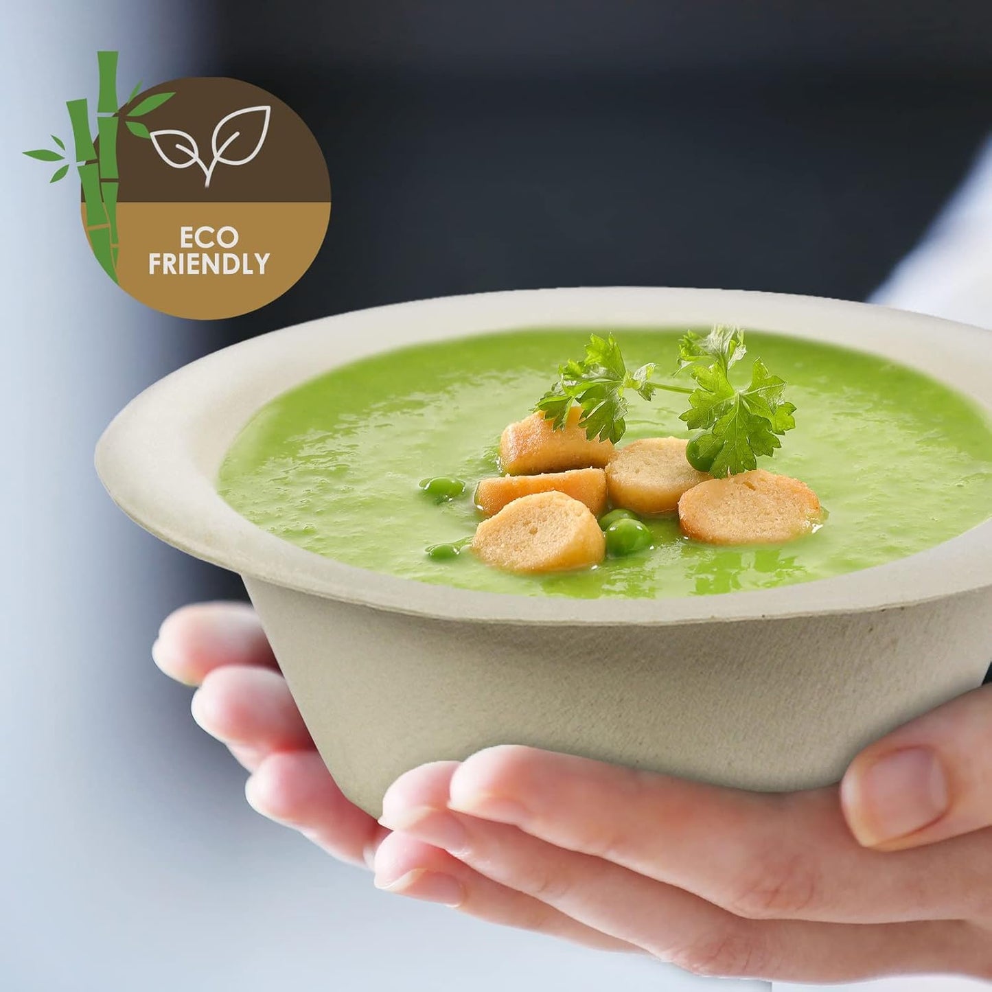 PAMI 100% Biodegradable Sugarcane Bowls [Pack of 50] Natural Compostable Soup Bowls- Planet-Friendly Bagasse Bowls For Hot & Cold Uses- Heavy-Duty Disposable Microwavable Paper Serving Bowls (5 oz.)