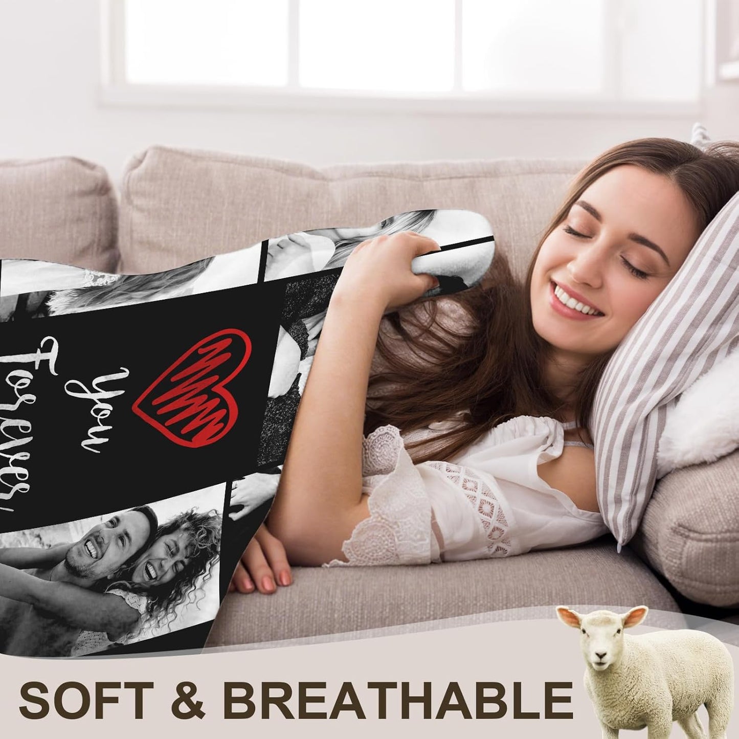 Yofair Ships Next Day, Custom Blanket with Picture Anniversary Wedding Gifts for Women Men Personalized Photo Blankets I Love You Couple Gift for Boyfriend Girlfriend Wife Husband