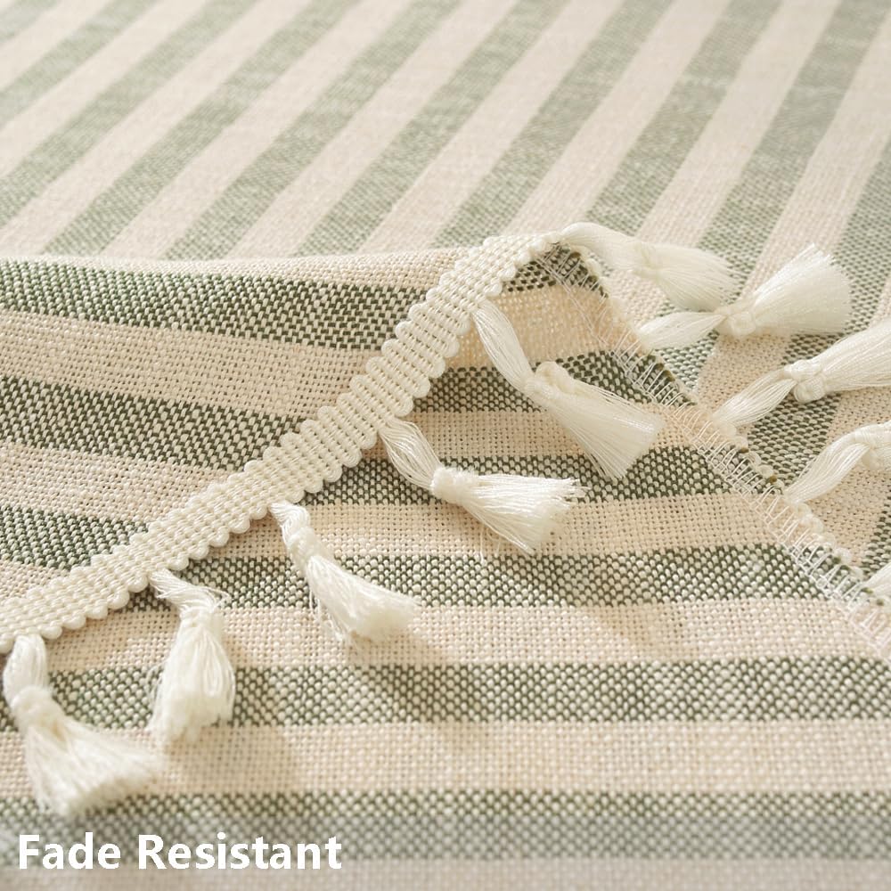 TruDelve Round Tablecloth 70 Inch Olive Green Striped Cloth Tablecloths Spring Outdoor Table Cloth Round Cover (Green,70",Round)