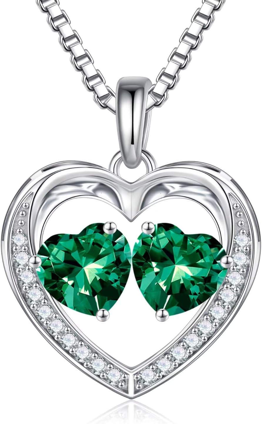 Iefil Christmas Gifts for Wife - 925 Sterling Silver Birthstone Necklace, Anniversary Birthday Gifts for Women, Stocking Stuffers for Women Wife Mom Daughter