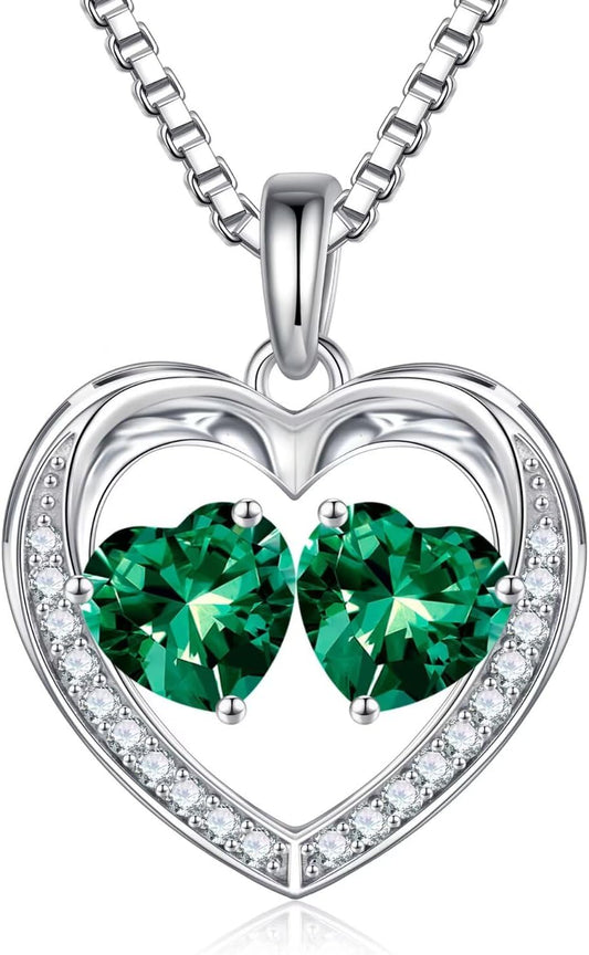 Iefil Christmas Gifts for Wife - 925 Sterling Silver Birthstone Necklace, Anniversary Birthday Gifts for Women, Stocking Stuffers for Women Wife Mom Daughter