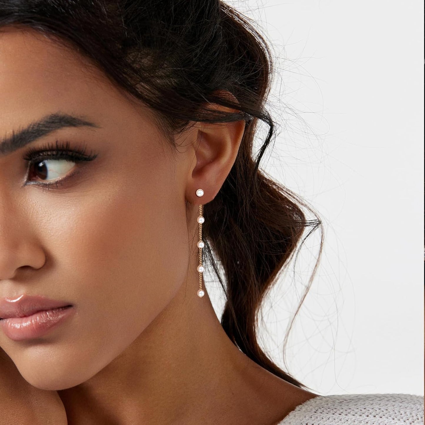 Gold Jewelry Set for Women - Dainty 14K Gold Plated Pearl Necklace and Earring Set with Drop Earrings, Bracelets, Choker Necklace - Wedding Jewelry Gift