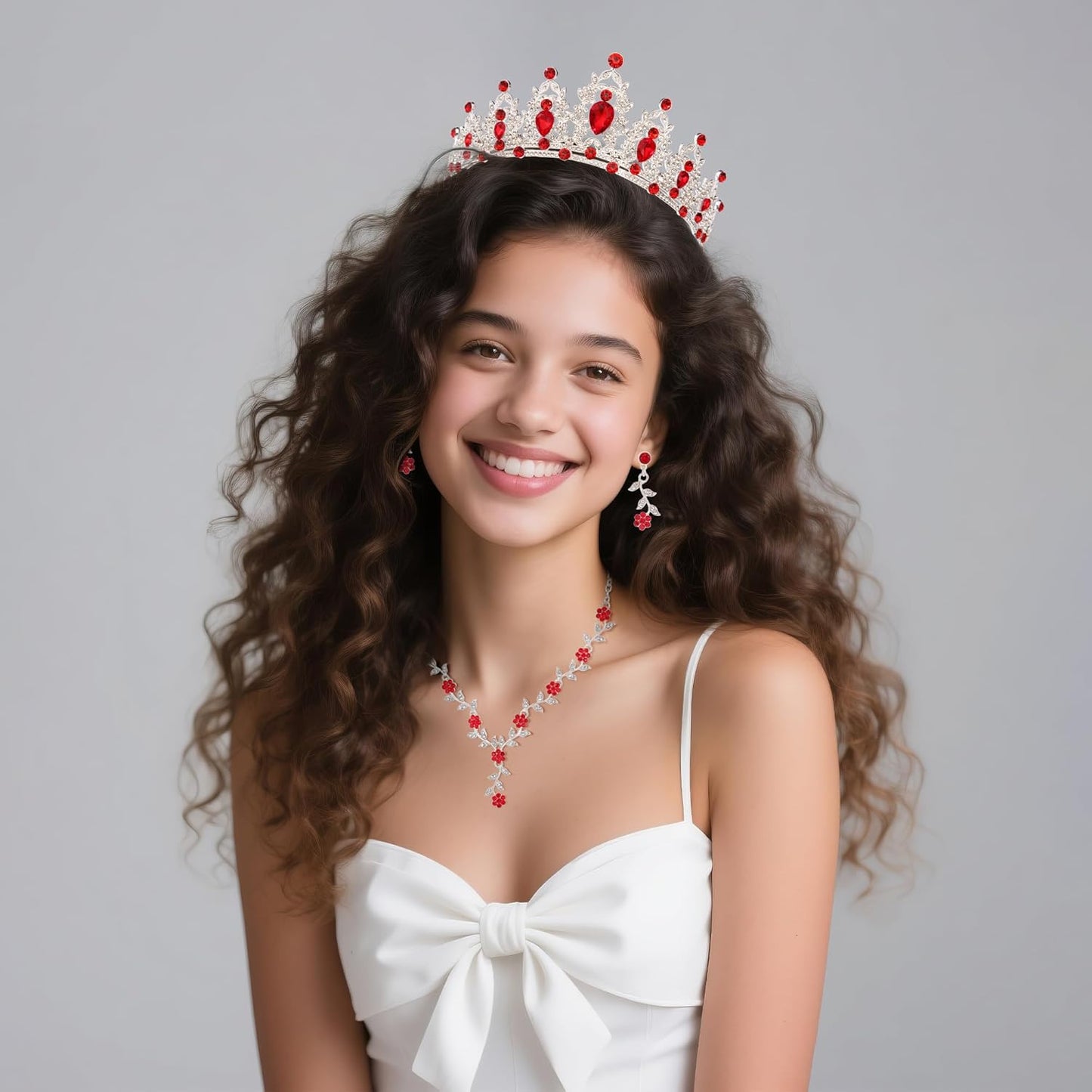 Kamirola Tiaras and Crowns for Women,Tiaras Earrings Necklace, Crystal Bridal Jewelry Set, Costume Party Halloween Prom Pageant Jewelry for Women(TR45)