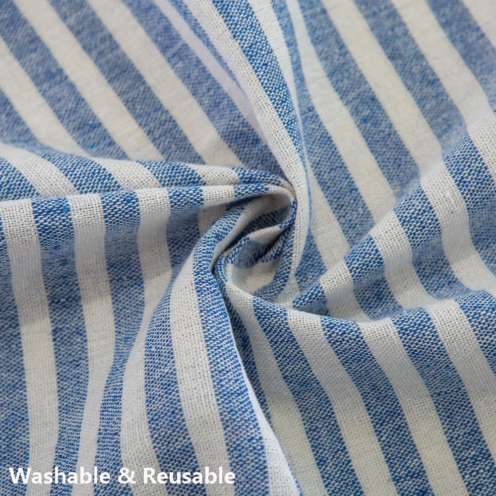 TruDelve 120 Inch Extra Long Tablecloth Blue and White Striped Tablecloths Washable Table Cloths for 8 Foot Rectangle Tables (Blue,120"x55",Rectangular)