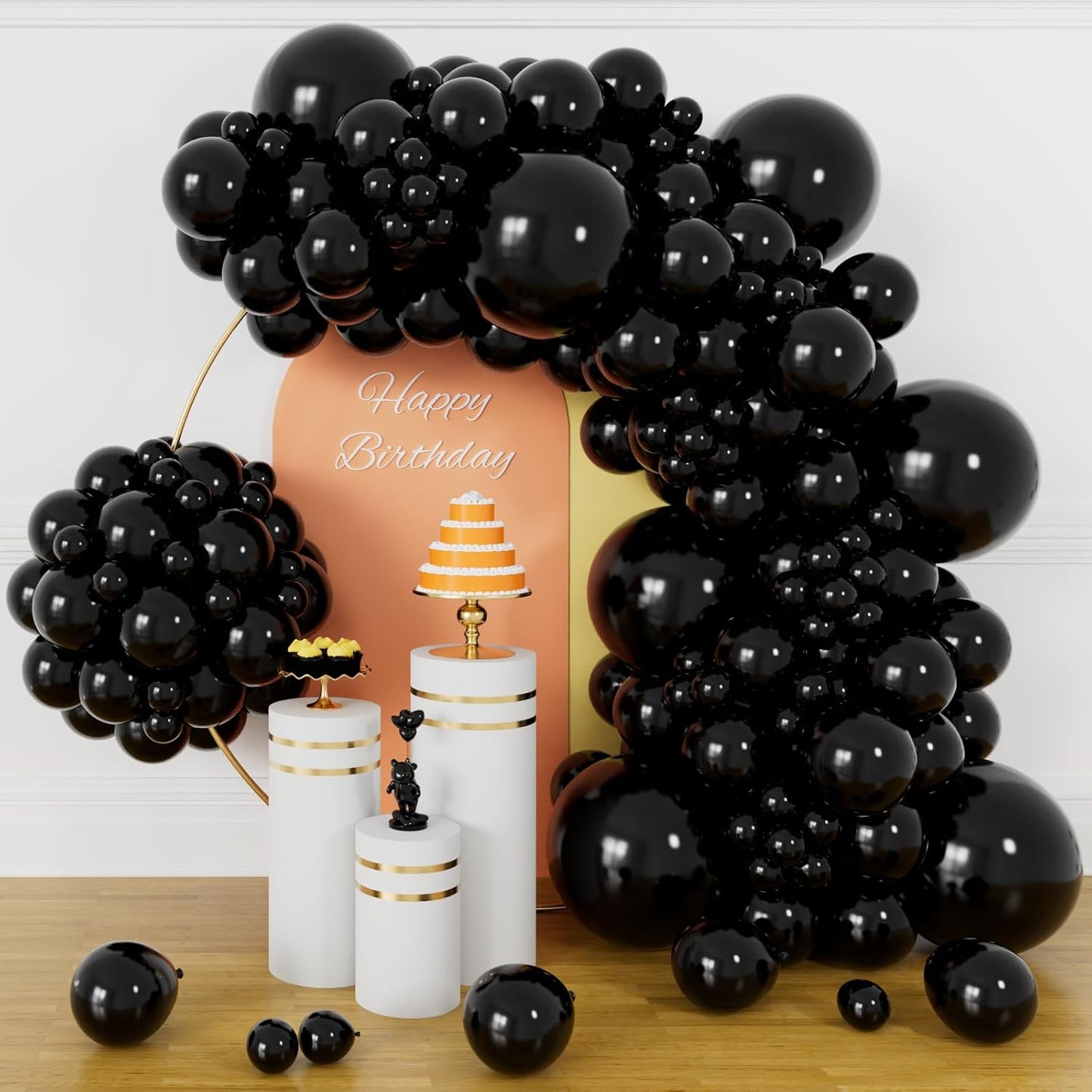 134Pcs Black Balloons Different Sizes 5 10 12 18 Inch Black Balloon Garland Arch Kit, Latex Balloons for Birthday Wedding Baby Shower Party Decorations.