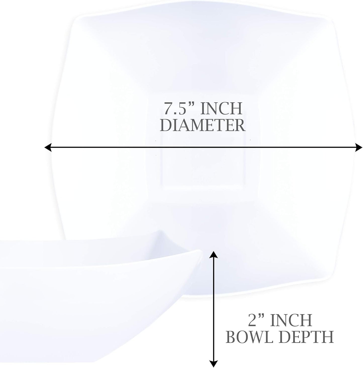 PLASTICPRO Disposable 32 ounce Square Serving Bowls, Party Snack or Salad Bowl, Medium Plastic Elegant White Pack of 4