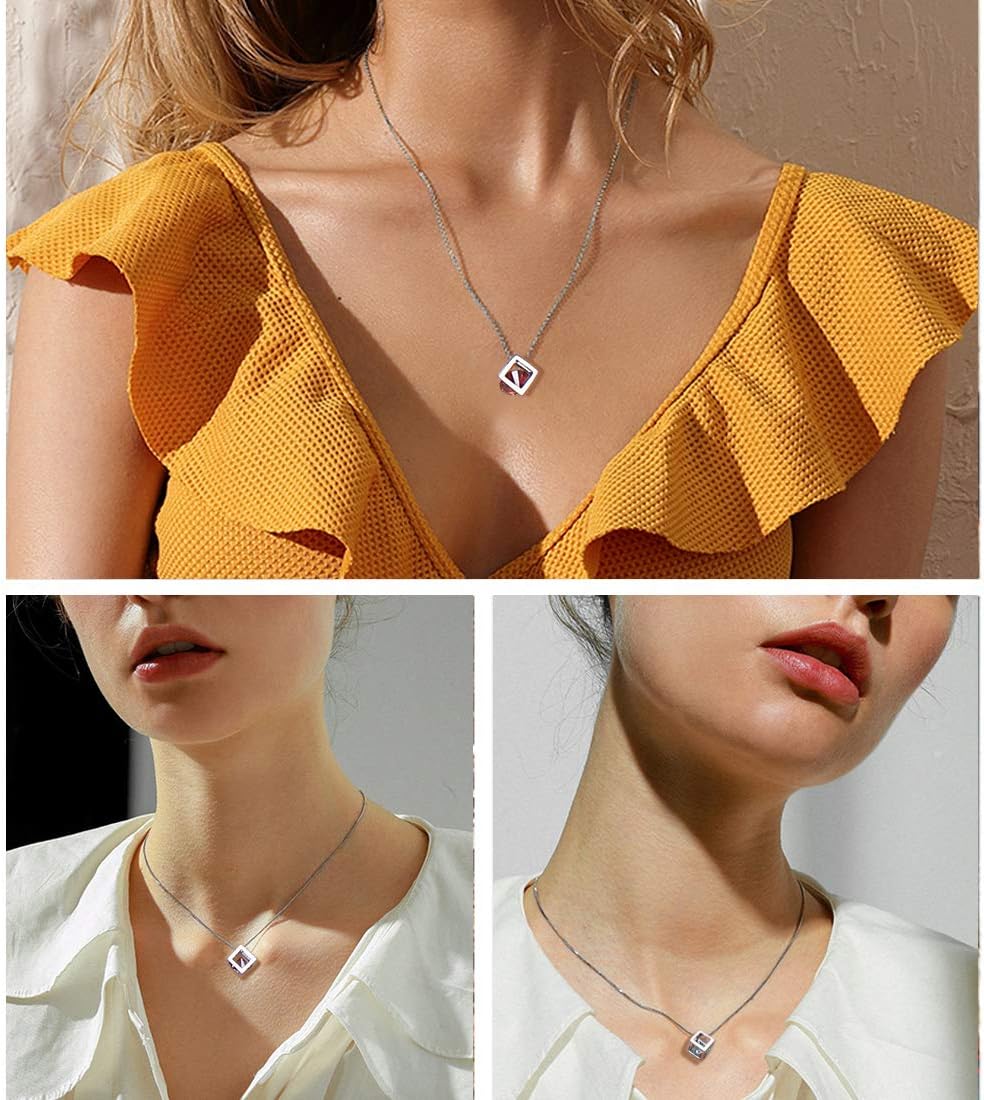 Aurora Tears Birthstone Necklace/Earring 925 Sterling Silver Women Cross/3D Cube/Cresent Moon Birth Stone Jewelry Mens Birthday Gift Anniversary Present