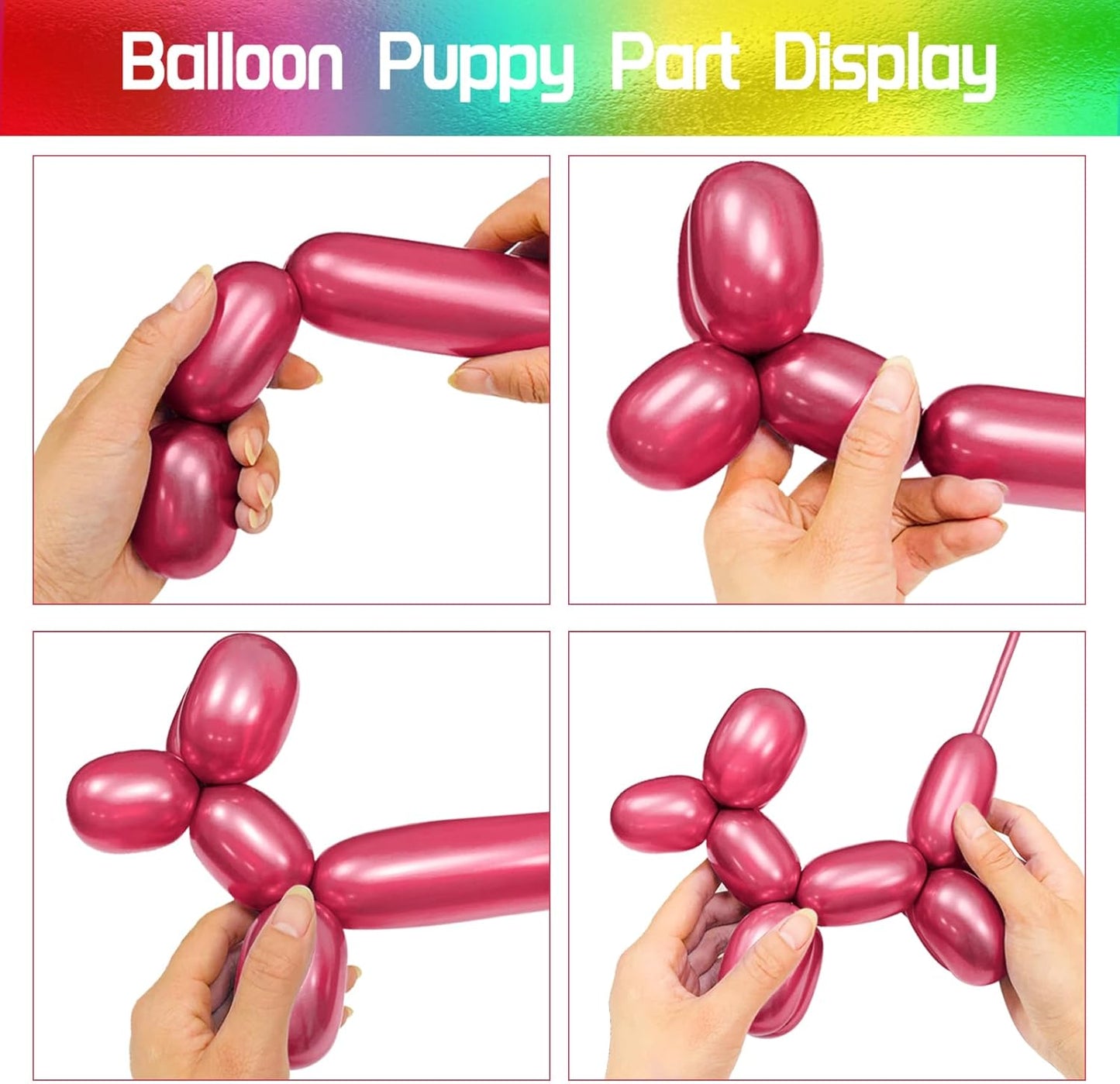 100Pcs 260 Balloons Metallic Long Balloons for balloon animals, Thickening Skinny Latex Twisting Balloon for Animals Modeling Christmas Birthday Wedding Party Decorations.(Multi)
