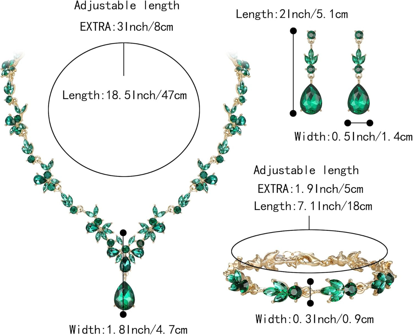 BriLove Wedding Jewelry Set for Women Bride, Y-Necklace Tennis Bracelet Dangle Earrings Crystal Teardrop Marquise Cluster for Bridal Bridesmaid