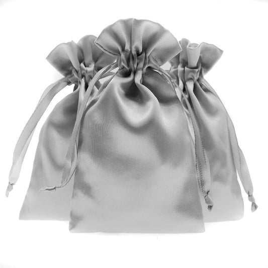Silver Satin Gift Bags - 5" x 8" Jewelry, Wedding Favor, Baby Shower & Bags - 50 per Pack