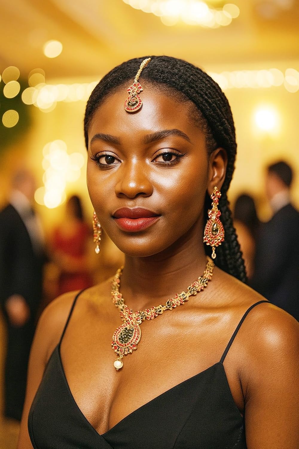 Touchstone Indian jewelry sets for women maang tikka wedding guest gold necklace bollywood jewellery set pageant elegant prom bride accessories western crystal chunky rhinestone necklaces