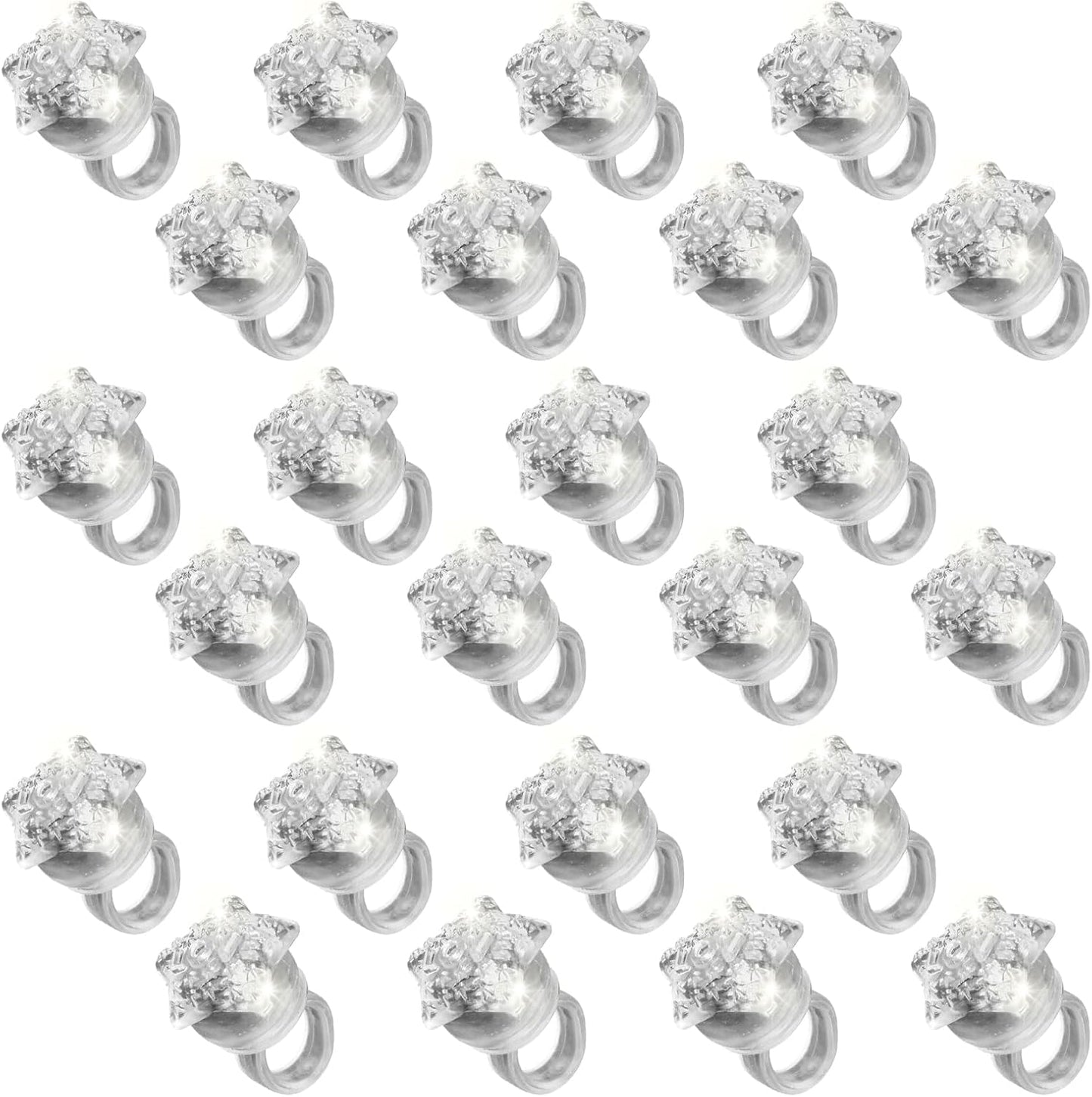 24 Pack Light Up Star Rings Glow in the Dark Party Flashing LED Jelly Finger Rings for July 4th,Halloween,Christmas,Concert,Goodie Bag Fillers,Raves