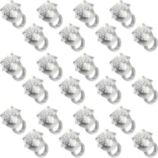 24 Pack Light Up Star Rings Glow in the Dark Party Flashing LED Jelly Finger Rings for July 4th,Halloween,Christmas,Concert,Goodie Bag Fillers,Raves