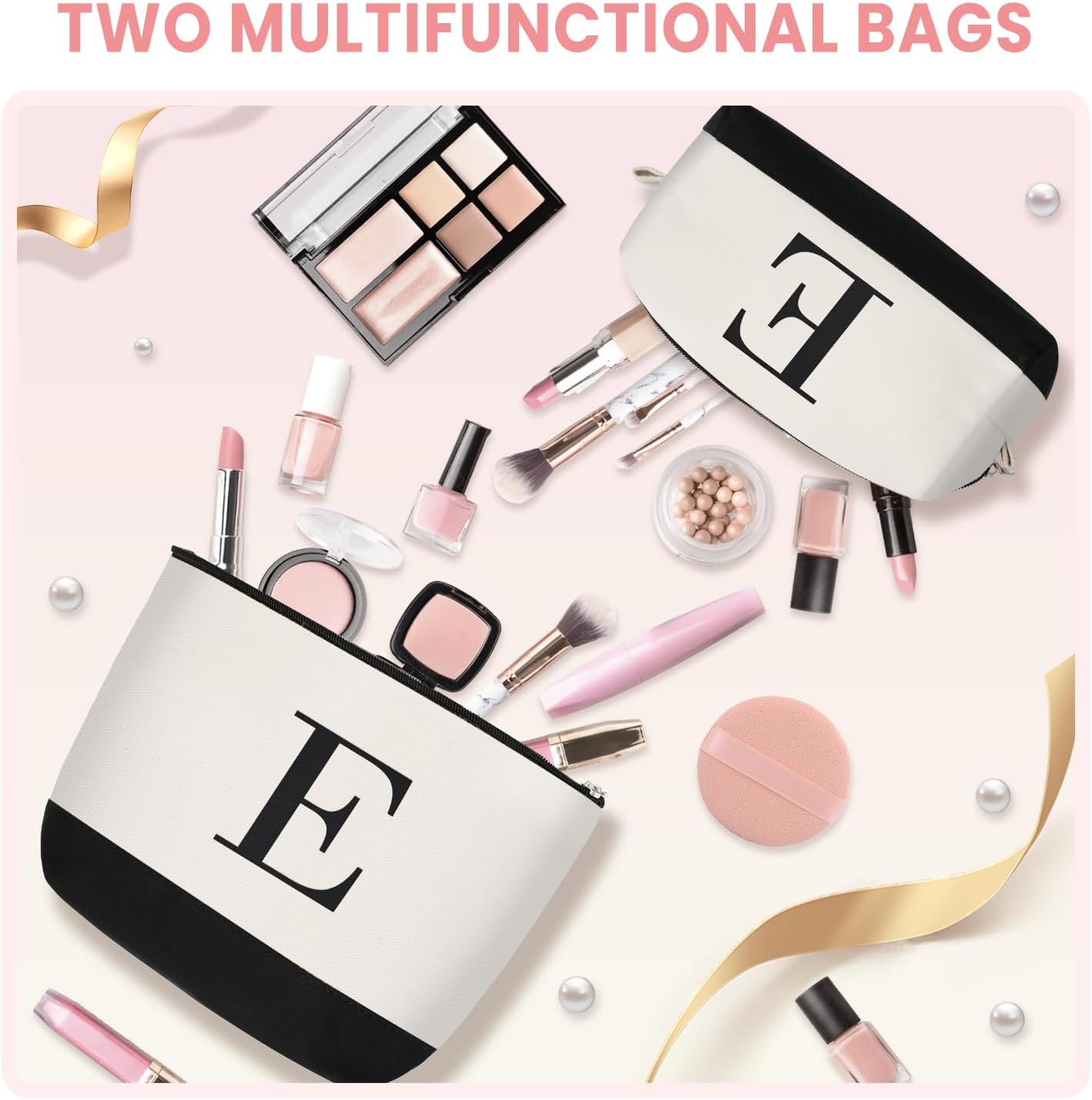 BAGAIL Initial Tote Bag, Personalized Birthday Gifts for Women, Teacher, Friends, Mom, Wedding, Monogrammed Beach Bag