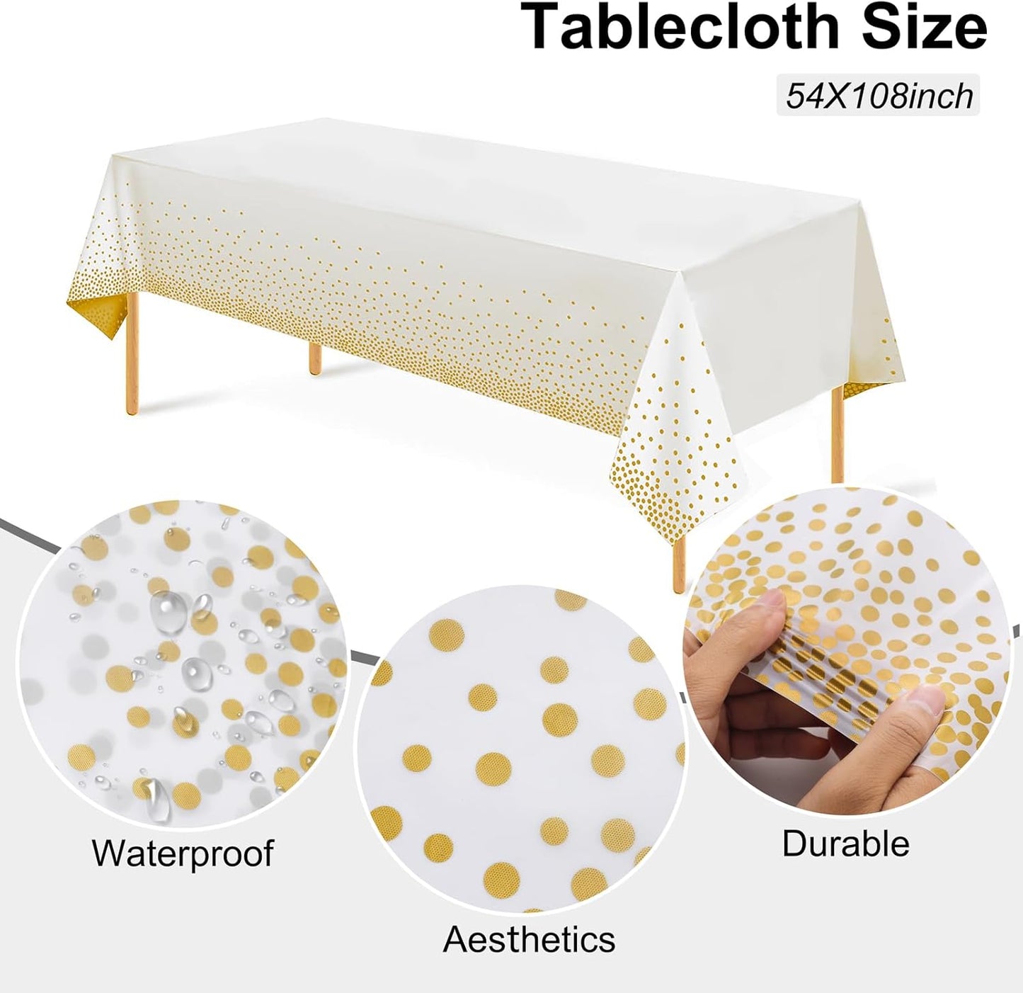 Festiva 176Pcs White and Gold Plastic Plates - White with Gold Rim Fall Dinnerware Set - 25Guest include Plates Cups Cutlery Napkins for Fall Party&Wedding& New Year&Thanksgiving